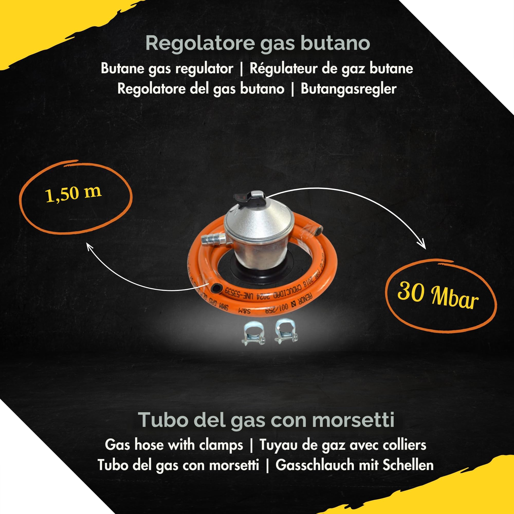 COMBOI - Kit padella per paella e bruciatore a gas butano da 60 cm, padella da 70 cm + 42 cm, regolatore del gas, tubo, supporto gambe rinforzate, livella, grembiule, ricette per paella.