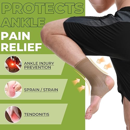 Miniatura 7 de NeoTech Care Manga de soporte para el tobillo, tacón abierto, ligero, tejido de punto elástico y transpirable, compresión media, para hombres,
