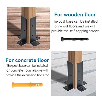8 PCS Adjustable Deck Post Anchor Base Brackets Fit 1.5x1.5,2x2,2x4,4x4 Post, Wood Fence Pergola Post Base Brackets Kit for Decking, Fencing, Pergola, Railing, Mailbox Mount, Patio Covers