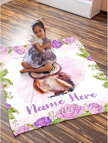 Miniatura 425 de Manta personalizada con diseño de jirafa y elefante, manta de franela suave, acogedora y ligera con nombre para sofá, cama, sofá, regalo, unisex