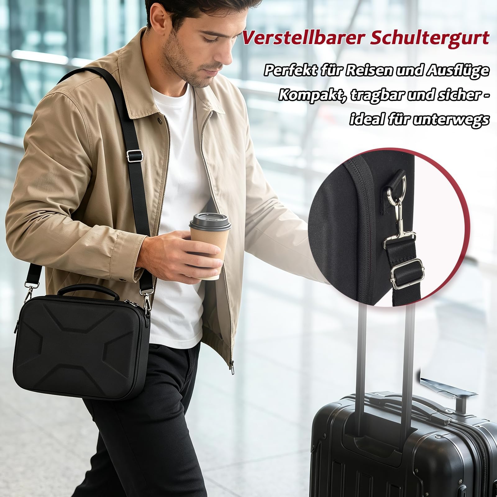 Boobowl Kameratasche kompatibel mit Canon EOS R50 R100 R10 R7 2000D 250D, Sony Alpha ZV-E10 A6700 A6400, Nikon Z50II D7500, Hartschalen-Fototasche mit Schultergurt und 6 Steckfächern - Schwarz