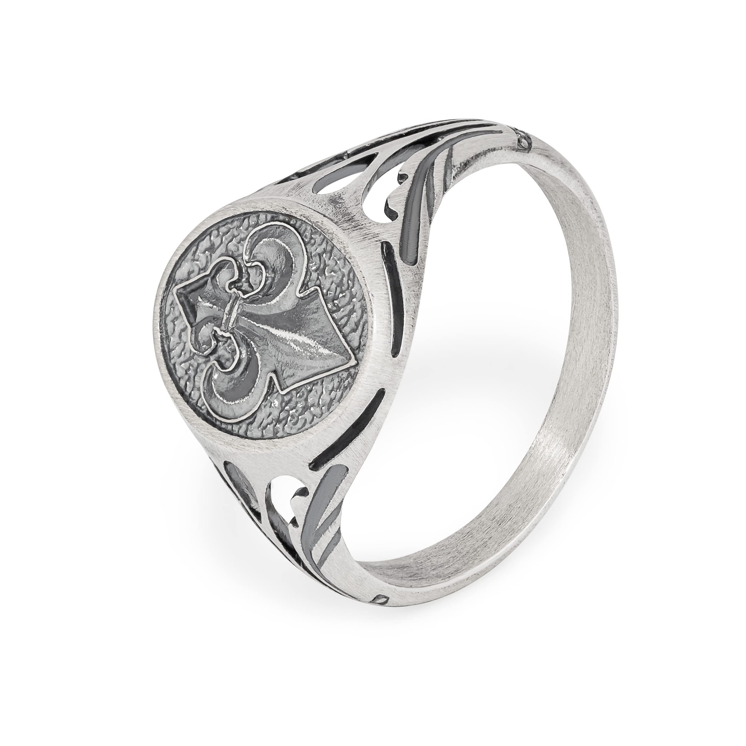 NKlaus Anillo de sello de plata 925 con diseño de lirio bourboni para hombre, diseño de caballero templario, estructura fina, encanto atemporal, Metal precioso