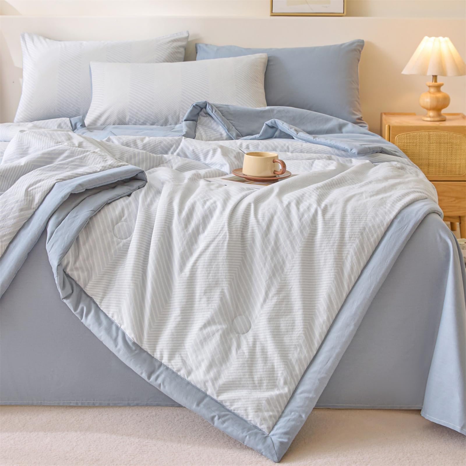 Odot Edredón Sin Funda 2.5 TOG Single A King (Cuadros 7,150x200cm) | Relleno Nórdico Verano Edredón Ligero y Transpirable Lavable a Máquina y Secado Rápido para las Noches Cálidas de Verano