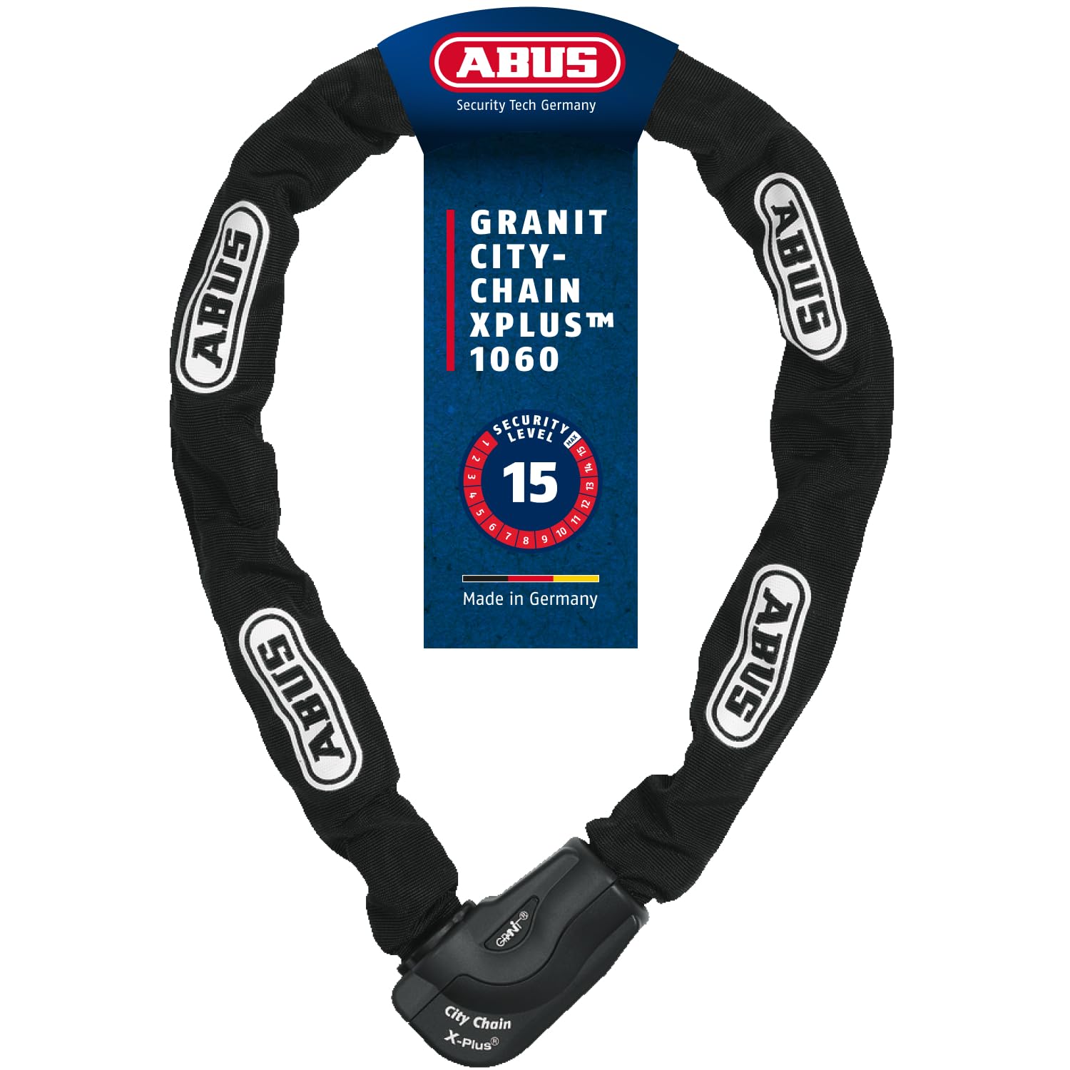 ABUS Kettenschloss Granit CityChain XPlus 1060 – Fahrradschloss aus gehärtetem Stahl – ABUS-Sicherheitslevel 15