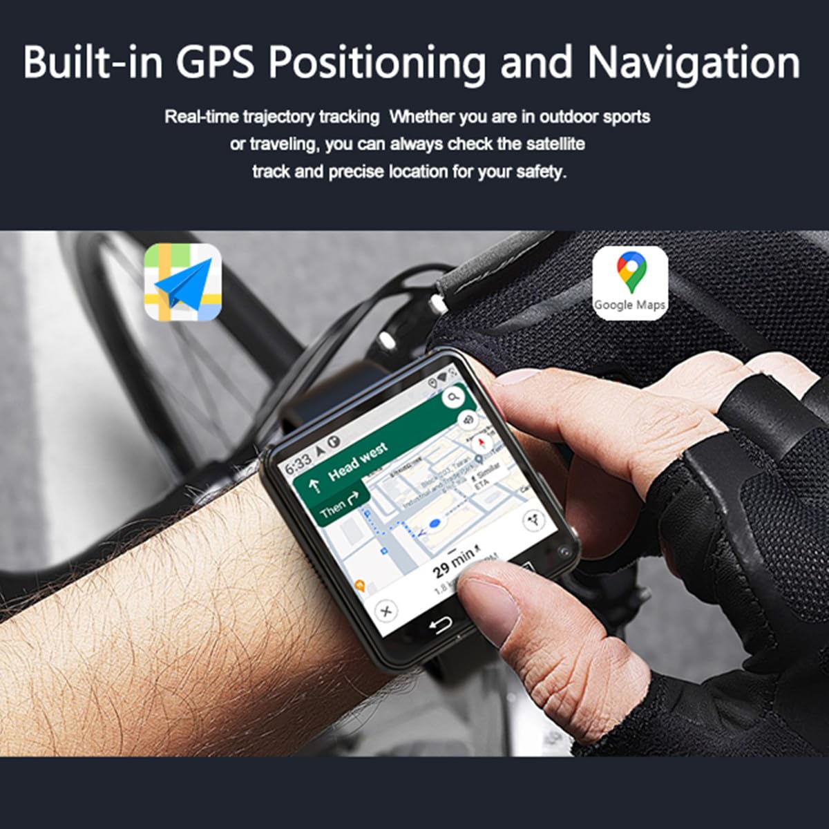 4G Smart Watch, Android 11 Quad Core 4GB+128GB Smartwatch 2,65 Zoll Großer Bildschirm Herrenuhr 1200mAh Typ-C Port 5,0MP Dual-Kamera WiFi Bluetooth GPS Fitness-Aktivitätstracker (4GB+128GB)