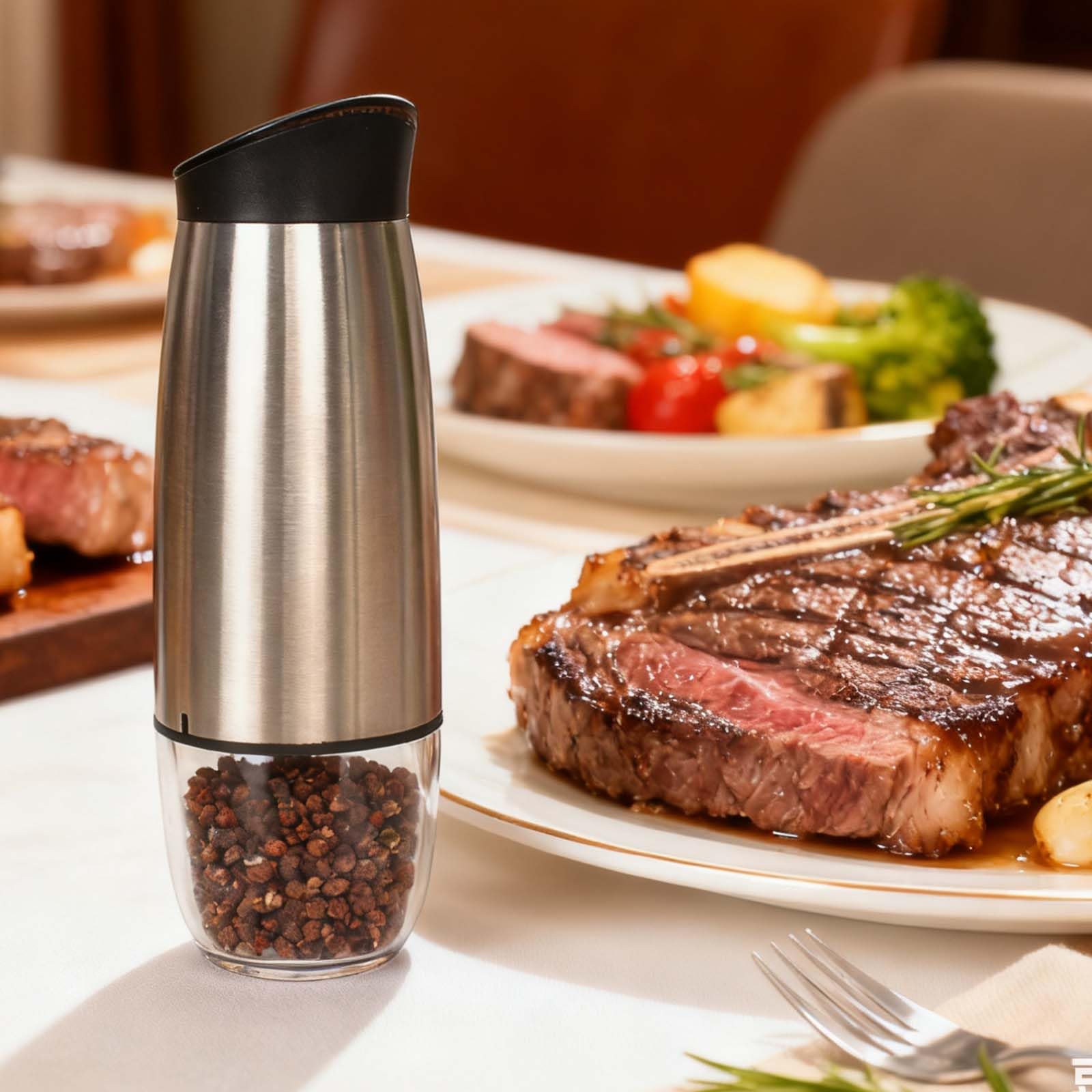 Macina pepe e Sale Elettrico,90ml Macina Sale Pepe USB Ricaricabile, Macina Spezie con Macinino in Ceramica Regolabile,Acciaio Inox,Con Finestra di Visualizzazione