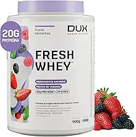 Kit Fresh Whey Protein + Coqueteleira - 20g de Proteínas por Porção - Suplementos Naturais, Suplementação Treino Academia - Frutas Vermelhas - 900g - Dux Human Health
