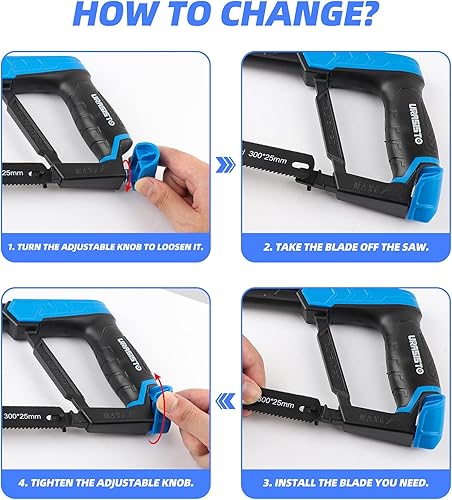 Miniatura 5 de Juego de marcos de sierra para metales, marco de sierra para metales de 12 pulgadas, mini sierra para metales de 10 pulgadas y marco de sierra para
