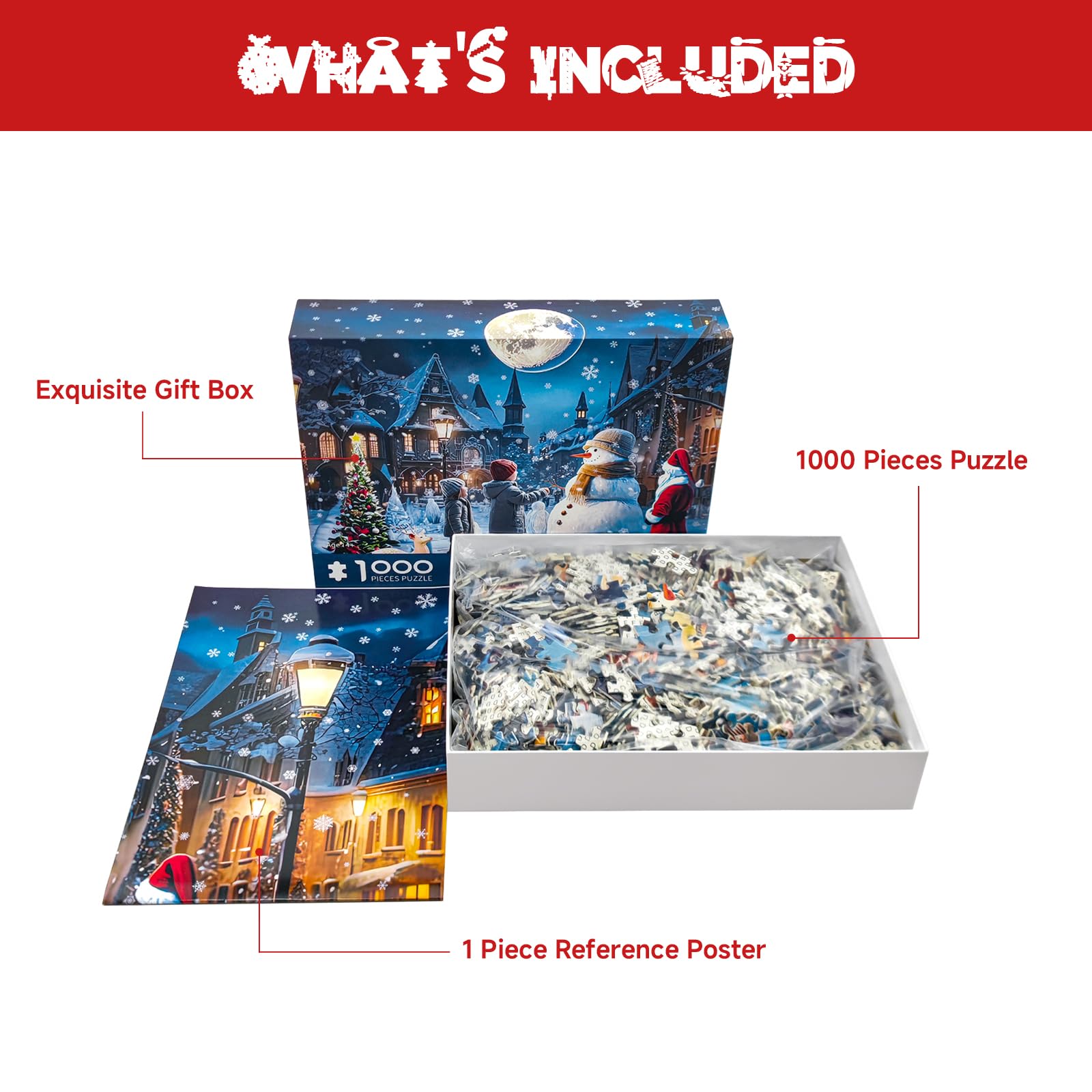 Christmas Jigsaw Puzzles 1000 Piece for Adults-Snowy Night Christmas puzzle adults 1000 piece puzzle 2025 Christmas jigsaw puzzles 1000 Piece for Adults - Image 4