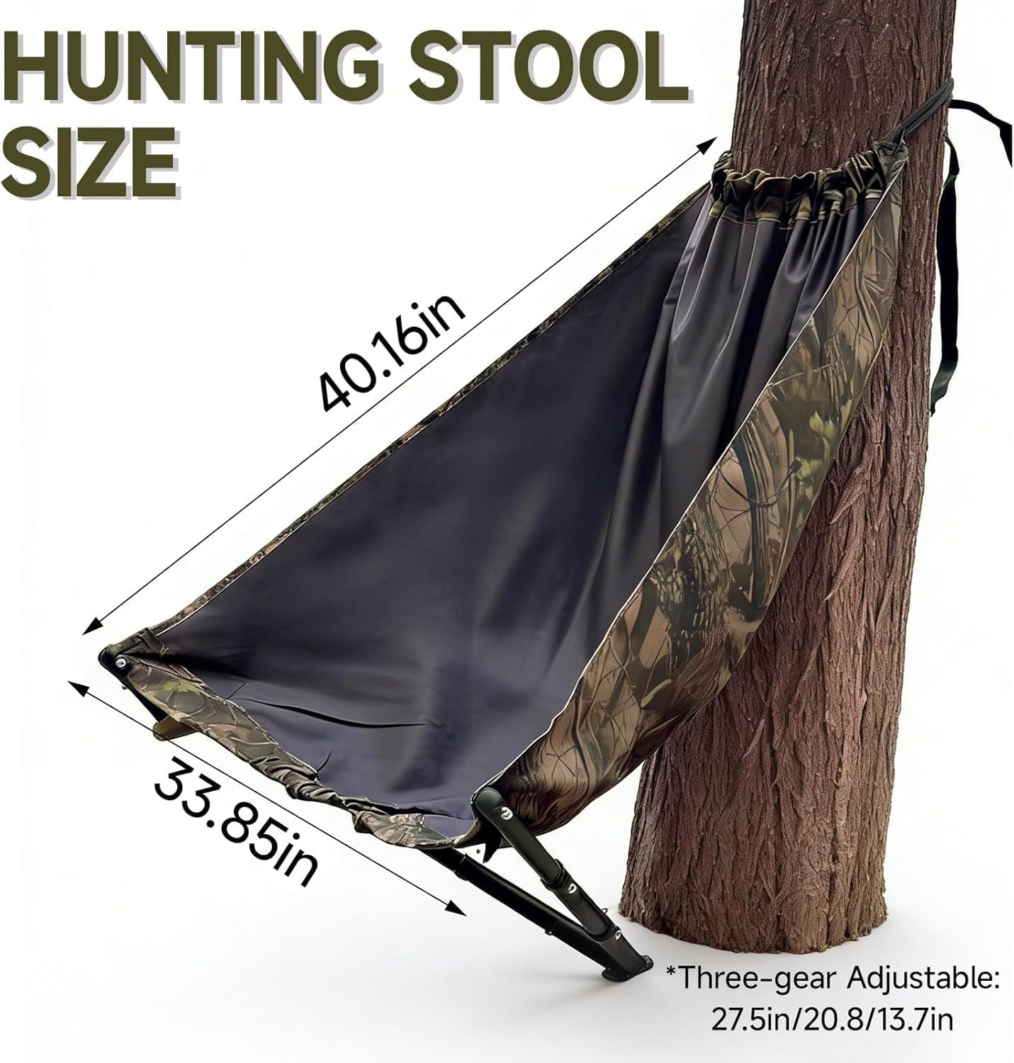 2026 Neo Low Down Hunting Chair, Adjustable Tree Hammock Seat with 180° Swivel Portable Camo Camping Stool for Deer Turkey Lightweight Folding Tree Stand for Ground Shooting (Stealth Camo)