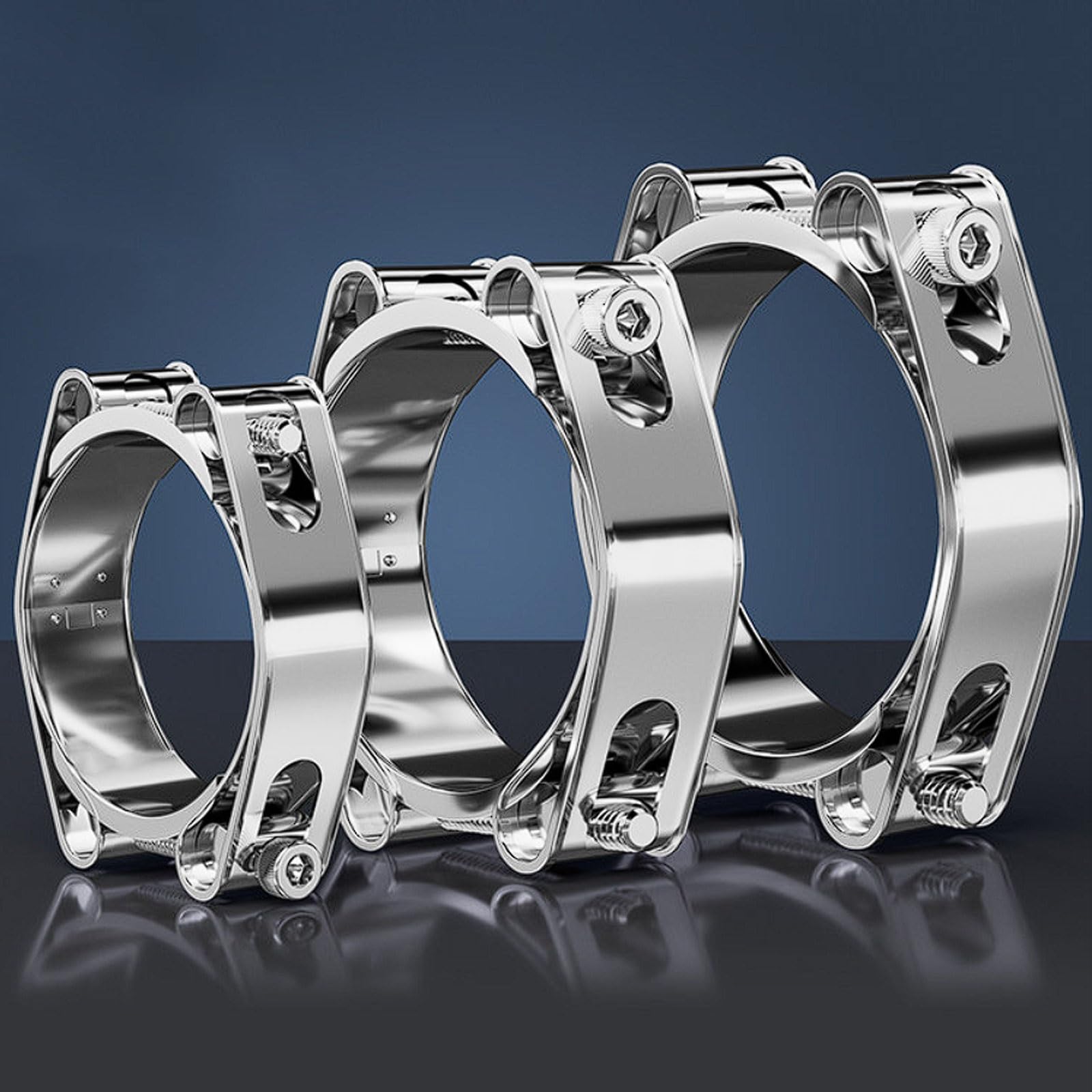 Abrazaderas para mangueras de doble extremo acero inoxidable 304, paquete 3 acoplamientos pesados estilo europeo, capa engrosada(90-100mm)