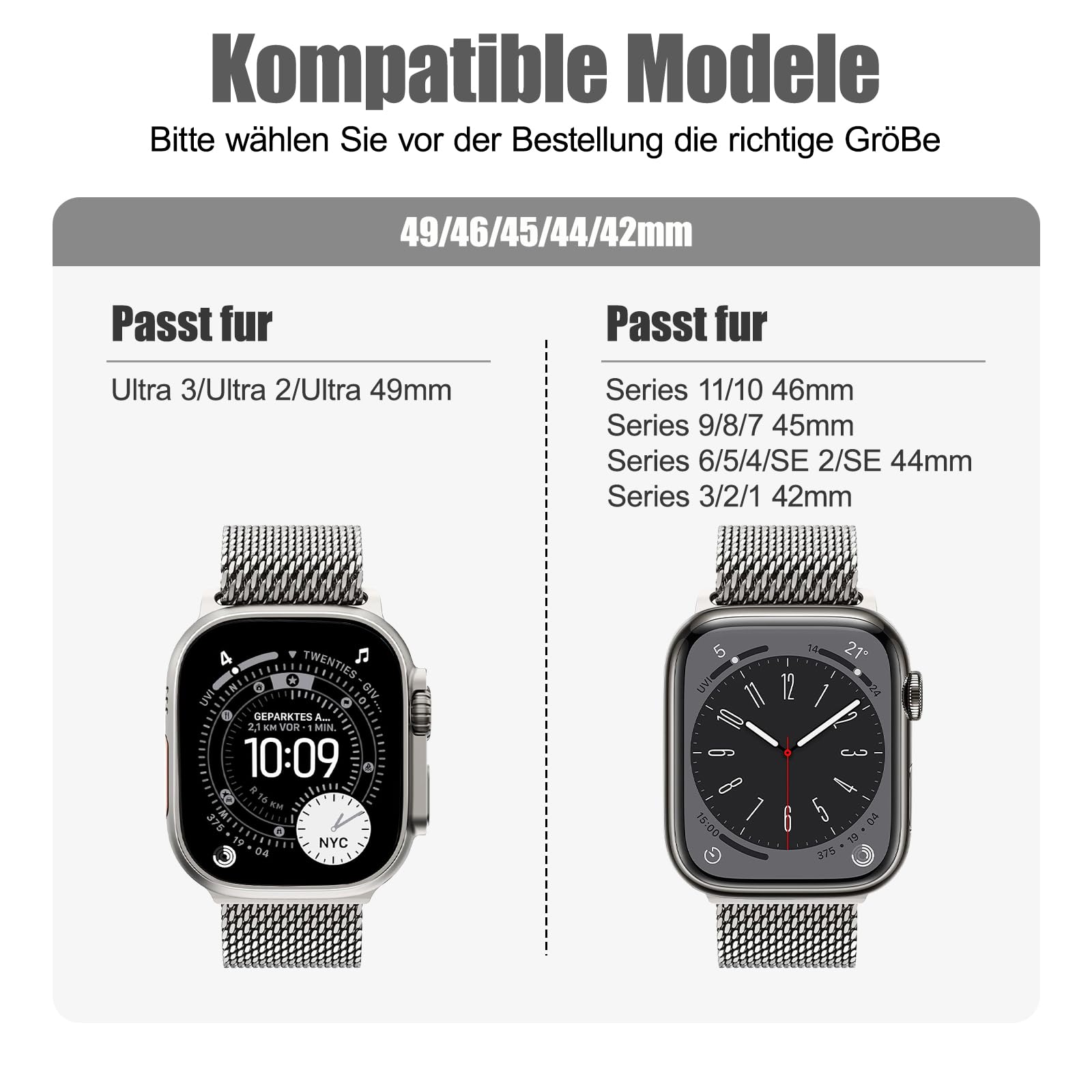 Cinturino per Apple Watch Ultra 3/2/1 49mm, Fibbia Stile Paracadute, Cinturini Milanese in Titanio per iWatch Series 11 10 9 8 7 6 5 4 Ultra SE 3 2 1, 49mm/46mm/45mm/44mm/42mm(Series 3/2/1)