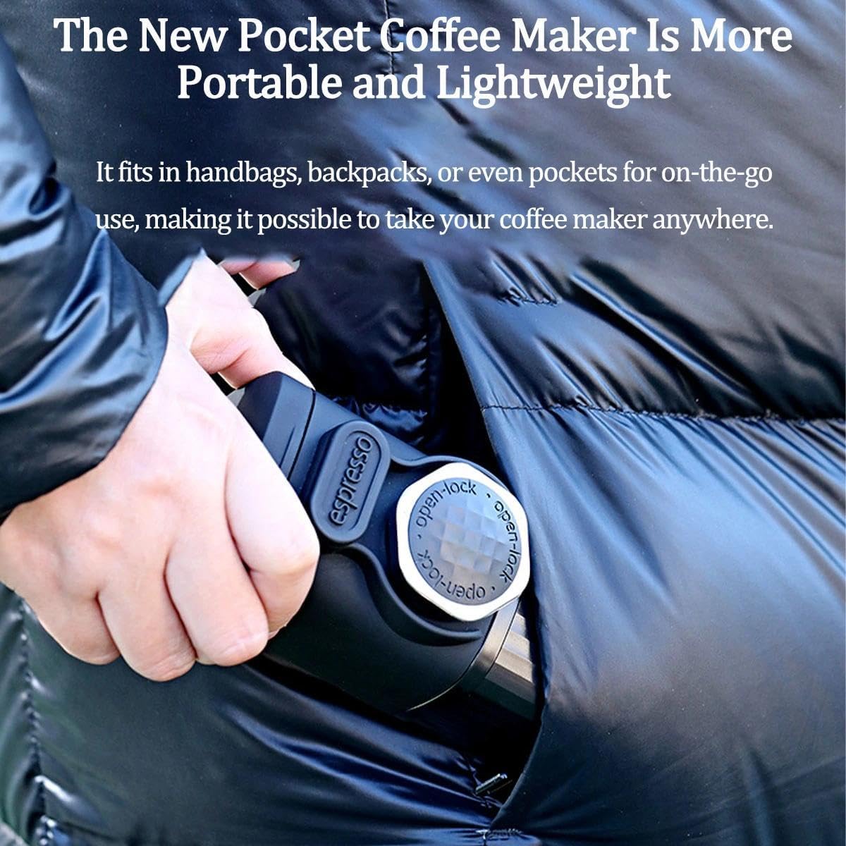 Portable Hand Press Coffee Maker, with Capsule Compartment Coffee Powder Bowl, Manual Brewing for Home Travel