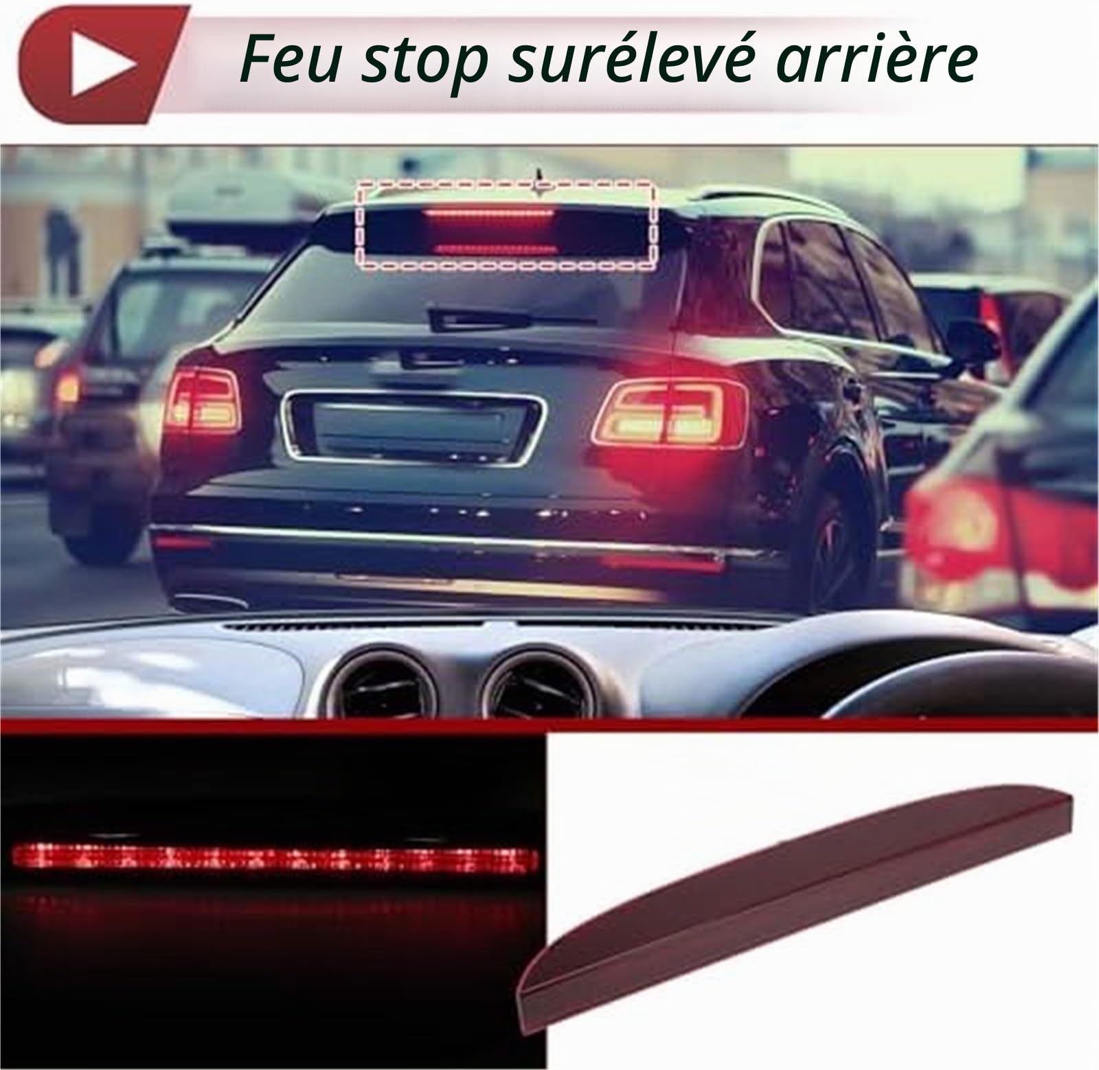 Troisième feu stop, pour Renault pour Clio Ii 1998-2006 No.7700410753 Rouge 3ème monté étanche arrière niveau central 1 Troisième ensemble de frein