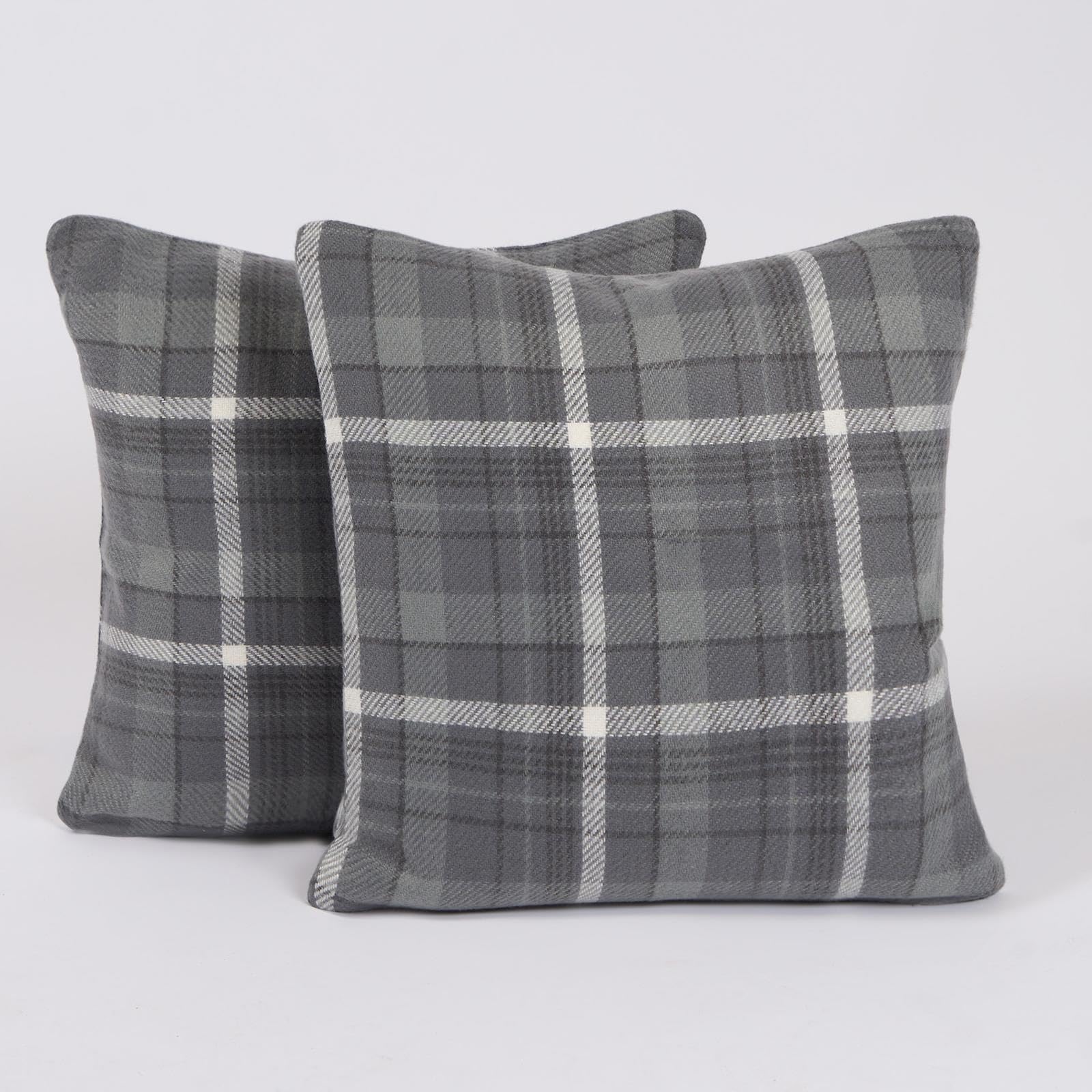 OHS Tartan Cushion Covers - Charcoal - 45 cm x 45 cm