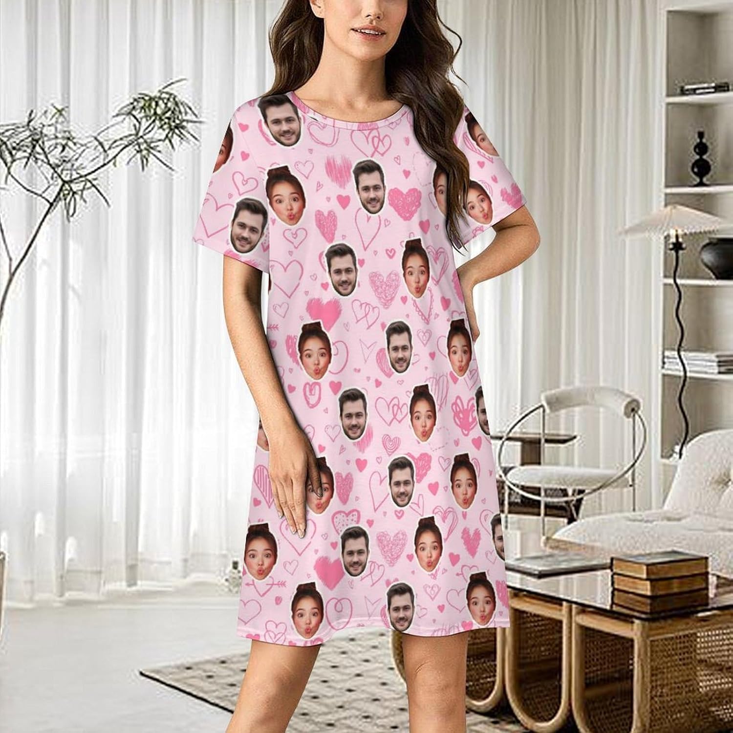Custom Nightgowns With Faces Photos, Funny Moo Moos For Women, Personalized Pajamas Loungewear Gifts For Women - Image 2