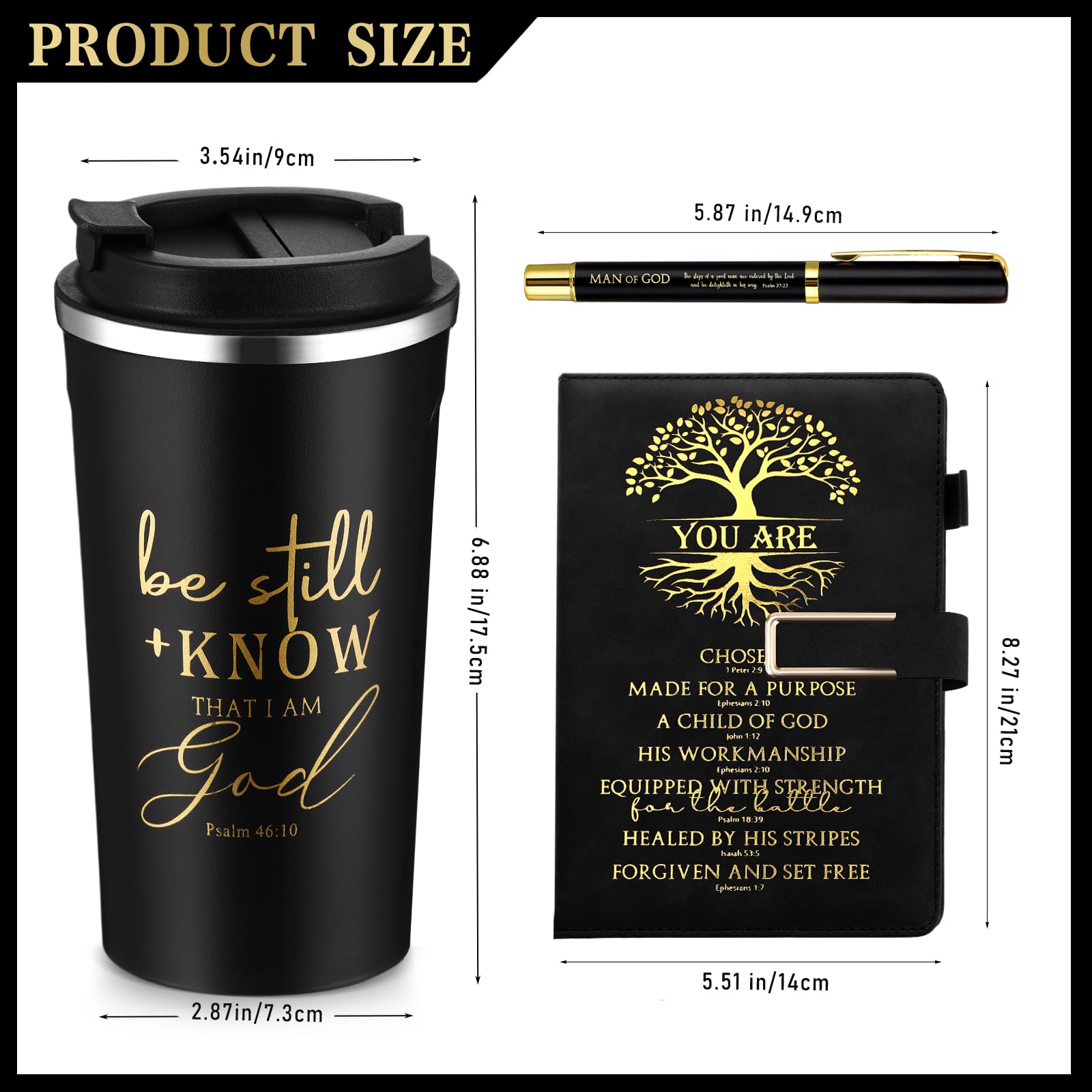 Pickmesh 3-teiliges Geschenk-Set für Herren, A5, Leder-Tagebuch mit Kugelschreiber und 482 ml Kaffeebecher, für Geburtstag, Hochzeit, Vatertag, Abschlussfeier, Krankenschwesterwoche, Lehrertag