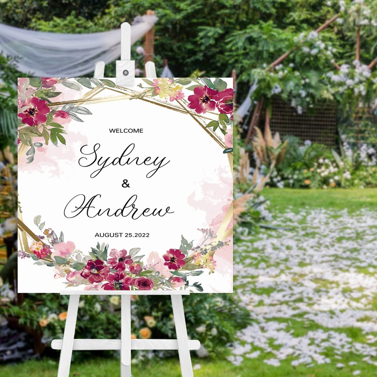 Panneau de bienvenue en bois de mariage haut de gamme finition artisanale 50cm