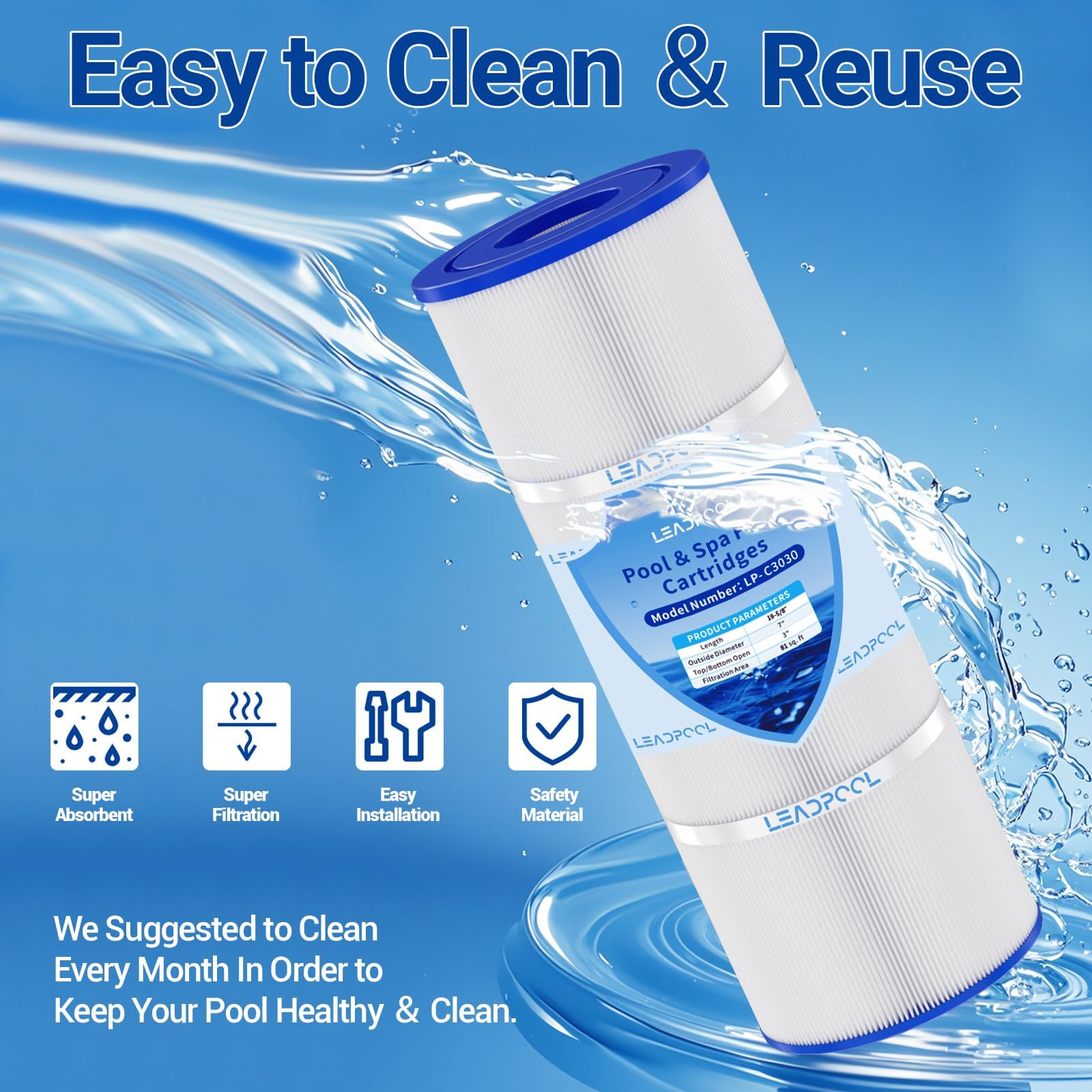 Pool Filter Cartridges - Hayward & Pleatco Replacement -6