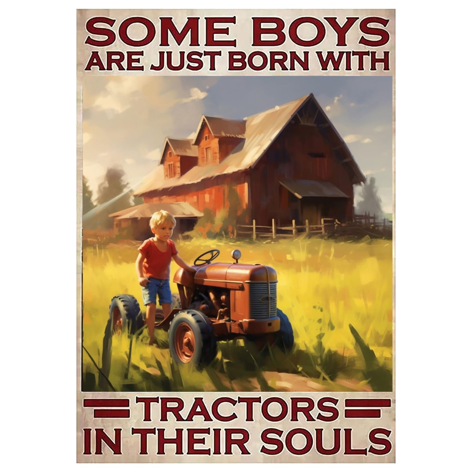 peiyeety Metal Tin Sign Tractors in Their Souls Quote Vintage Decorative Metal Wall Art Plaque for Home Living Room Bedroom Farmhouse Patio Rustic Wall Decor 6x8 Inch