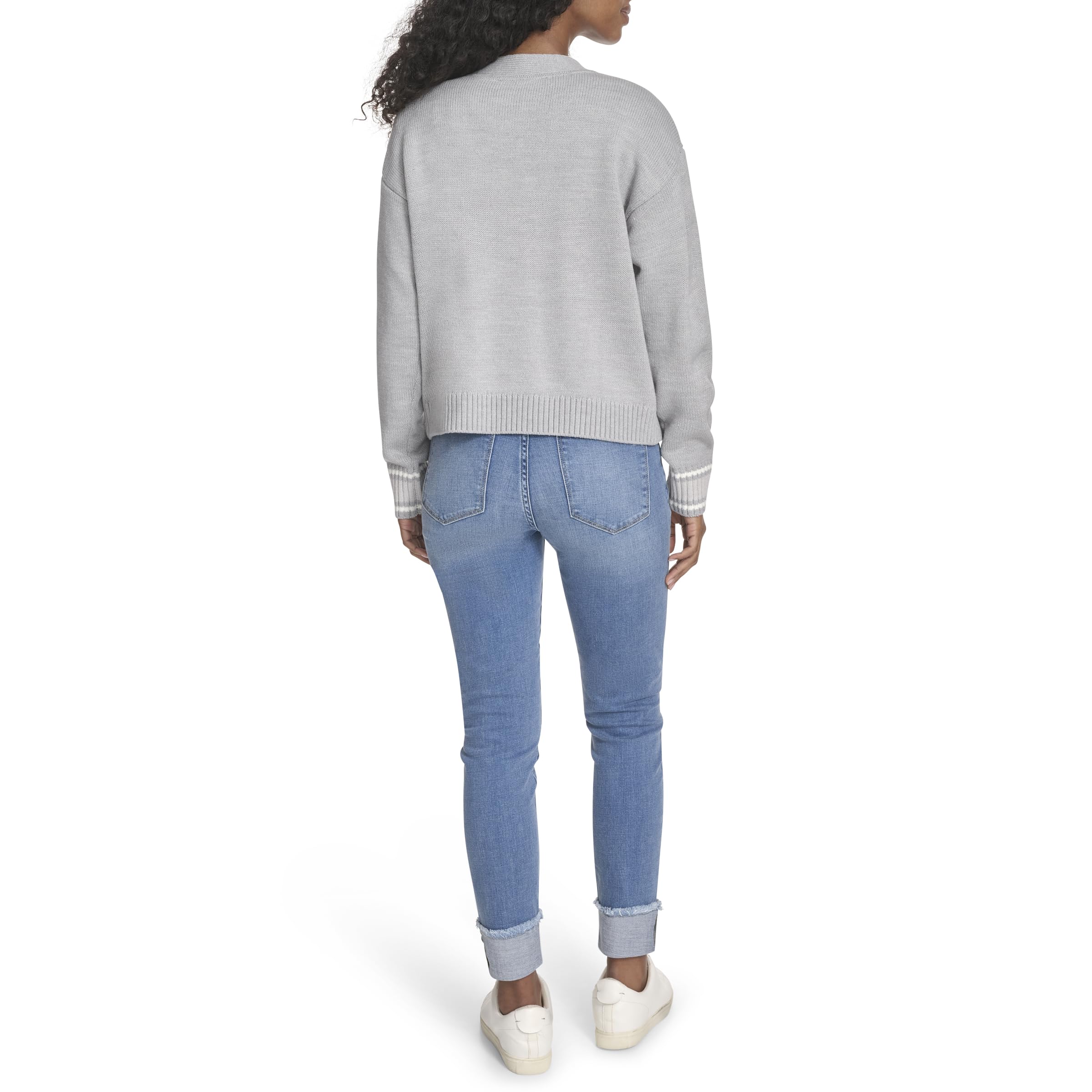 Tommy Hilfiger Damen Boxy Varsity Cable Cardigan, Medium Heather Grey Multi, X-Groß – Ansicht 3