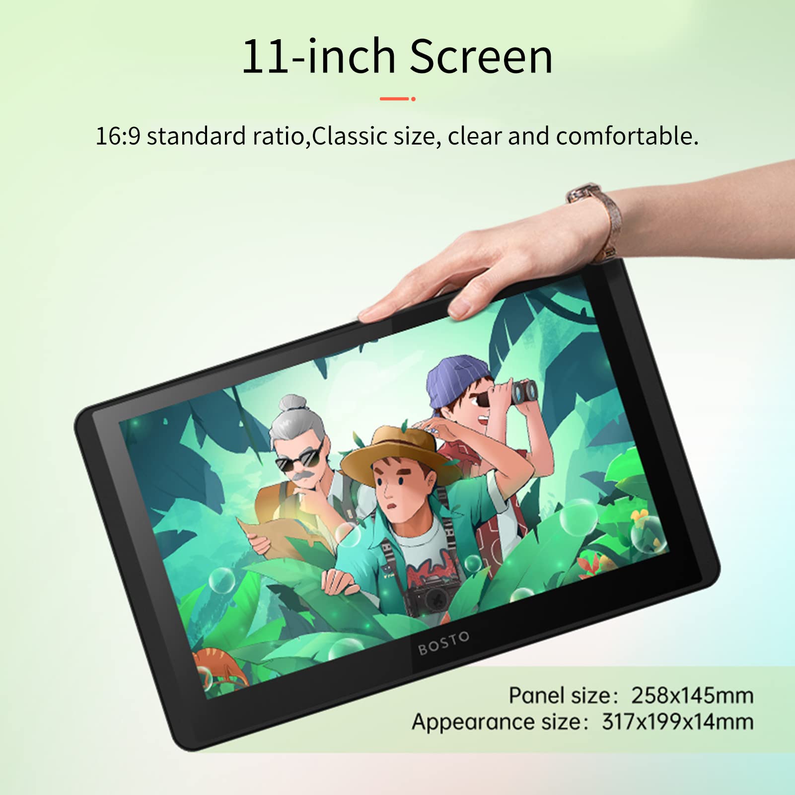 ZJchao BOSTO 12HD A H LCD Graphics Drawing Tablet -Monitor 11,6 Zoll 768p Auflösung 8192 Druckstufen USB Powered Zeichentablette für MacOS