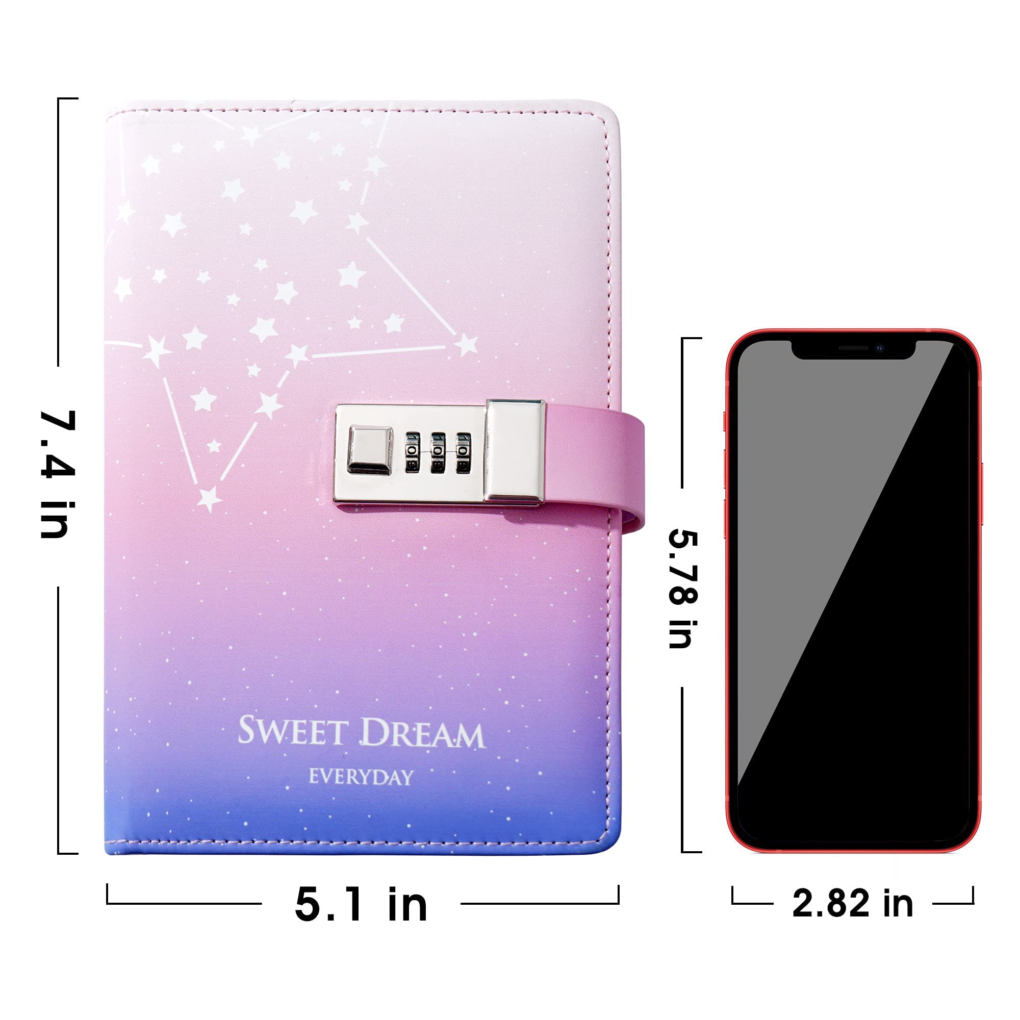 CAGIE Lock journal Leather Personal Diary with Combination Lock Secret