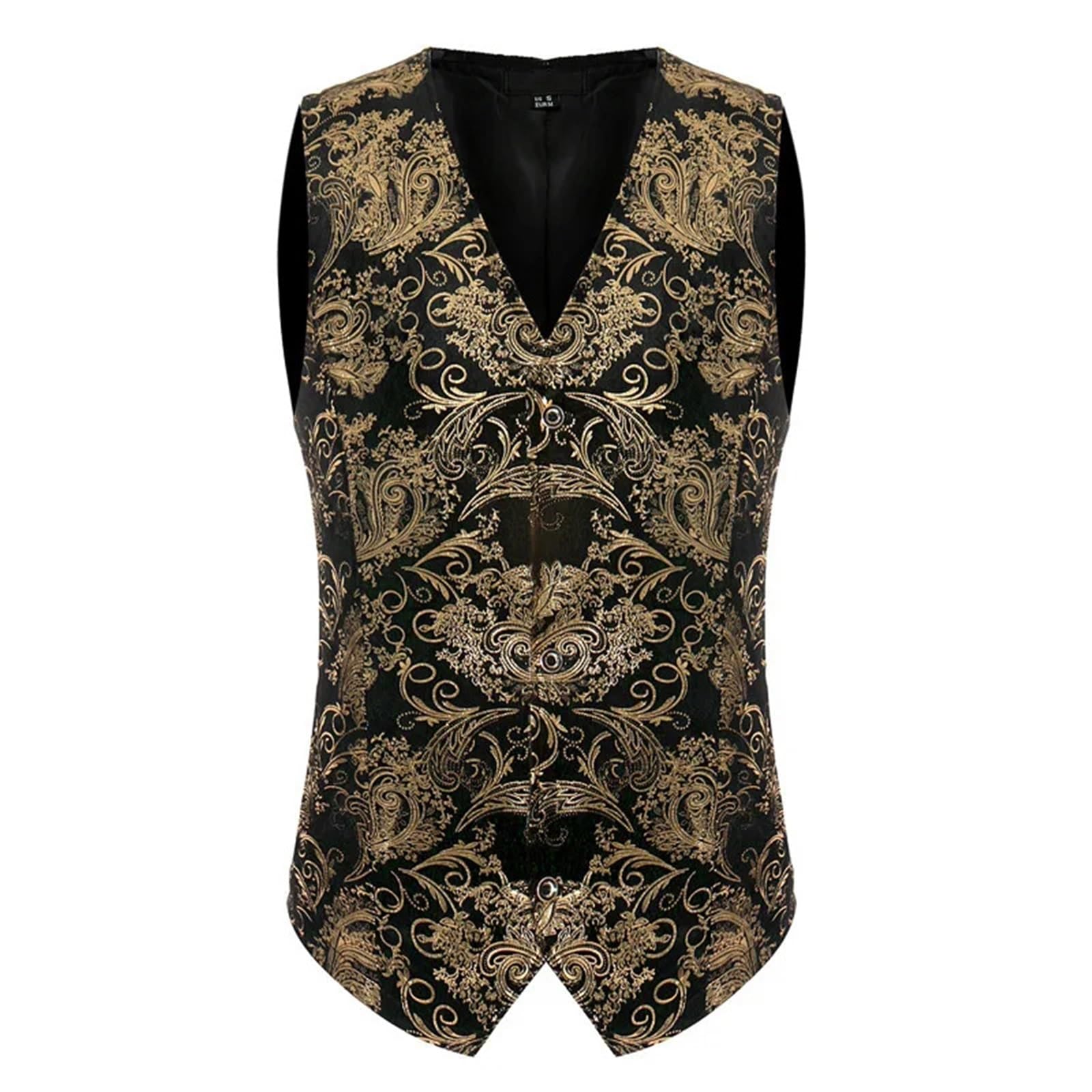 Panciotto Uomo Estivo Gilet da Uomo, Gilet retrò Stampato, Gilet Slim Fit(Gold,L)