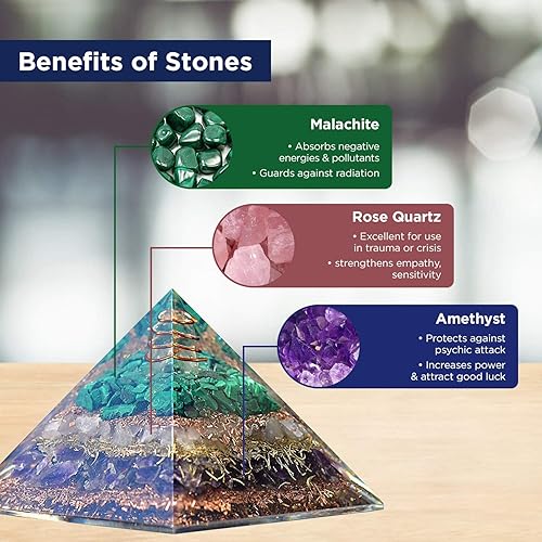 Miniatura 10 de Orgonite Crystal Pyramid-Black Tourmaline-Crystal-Point-Chakra Balancing Orgone Energy Generator- Orgonite Pyramid for EMF Protection - Healing