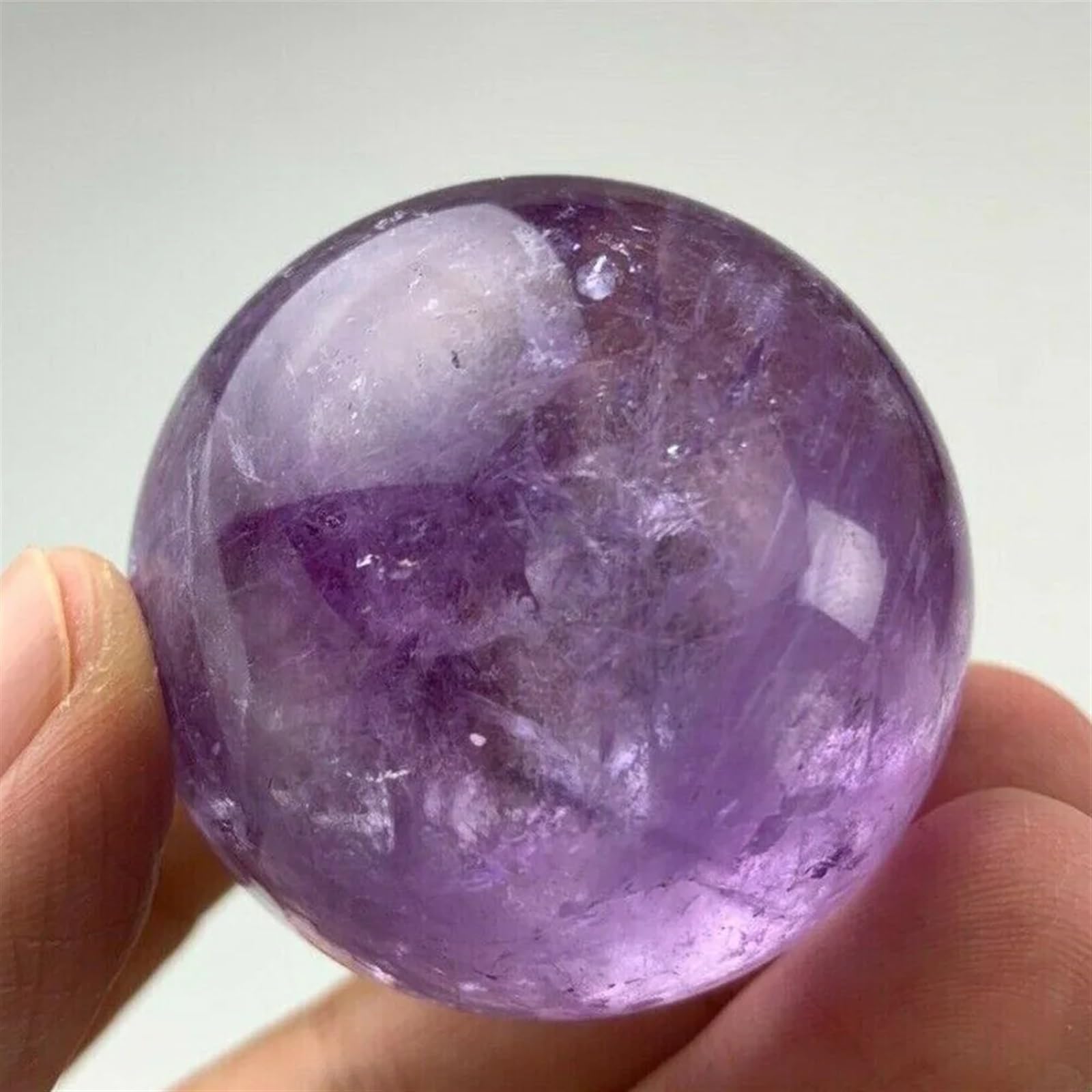FOPURE Amethyst Ball Raw Gemstone Polished Craft Gifts Purple Quartz Crystal Stone Sphere Home Decoration Ornaments (Size : 3.5-4cm)