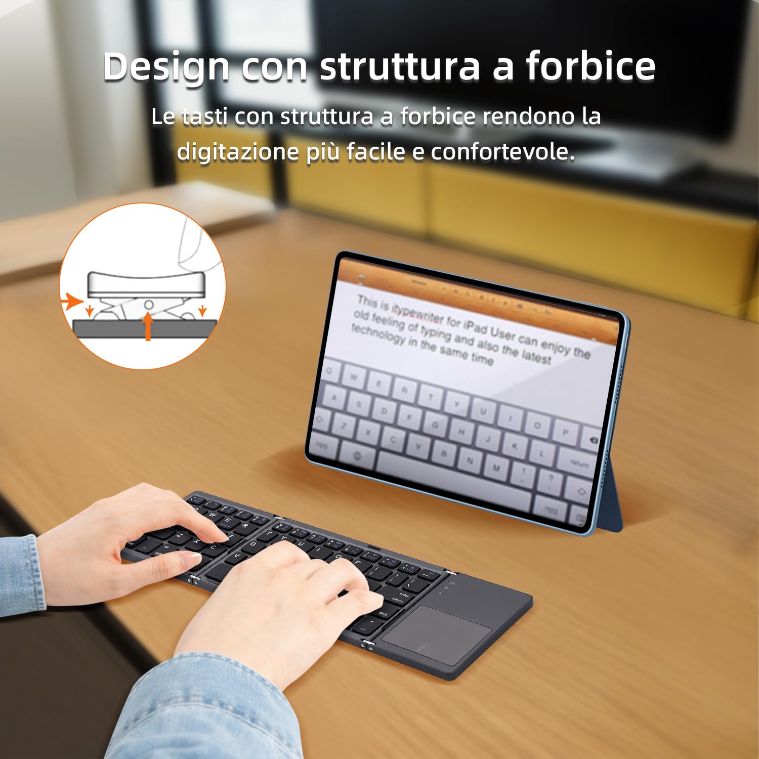 Mcbazel Tastiera Pieghevole Bluetooth 5.0 Senza Fili on Touchpad, Tastiera Portatile Senza fili Ricaricabile per PC, Tablet, Android, iPhone, Windows, Mac, iOS, iPad, Layout US