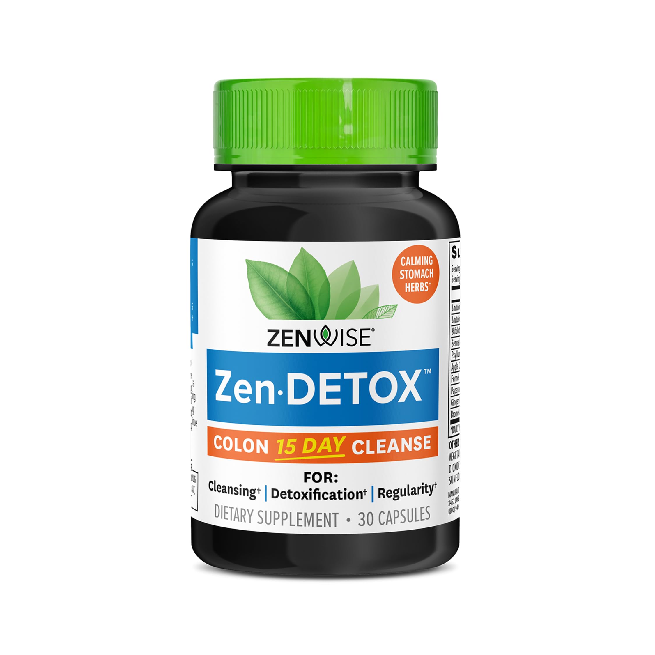 Zenwise Health 15 Day Cleanse – Detox & Colon Cleanse for Men & Women, Gut Cleanse Detox Pills for Digestive Health with Psyllium Husk, Senna Leaf, Bromelain, Ginger, ACV, and Probiotics - 30 CT