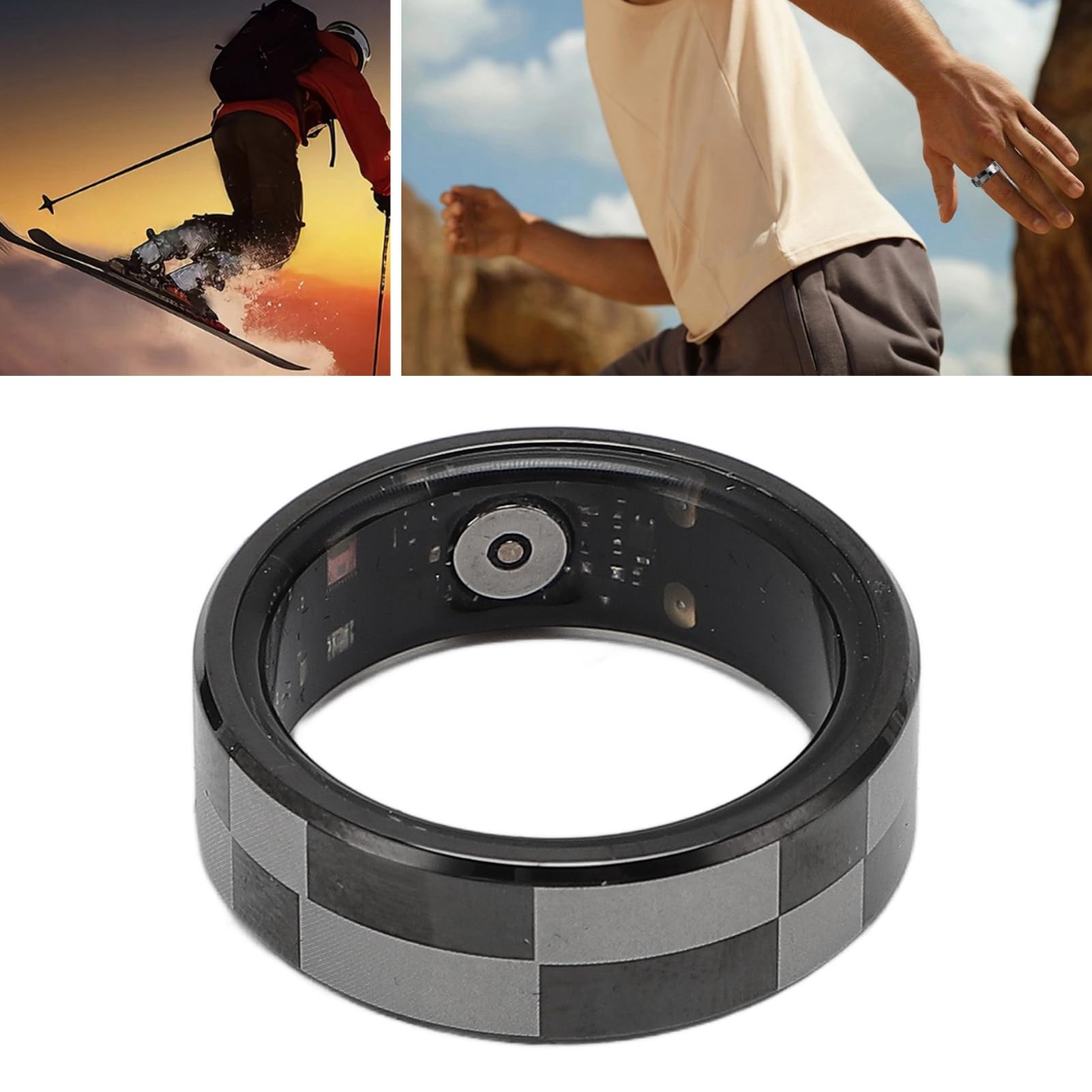 Bague Connectée de Suivi d'activité, étanche jusqu'à 5 ATM, avec Contrôle Gestuel et étui de Chargement pour Hommes et Femmes. (11#) (9#)