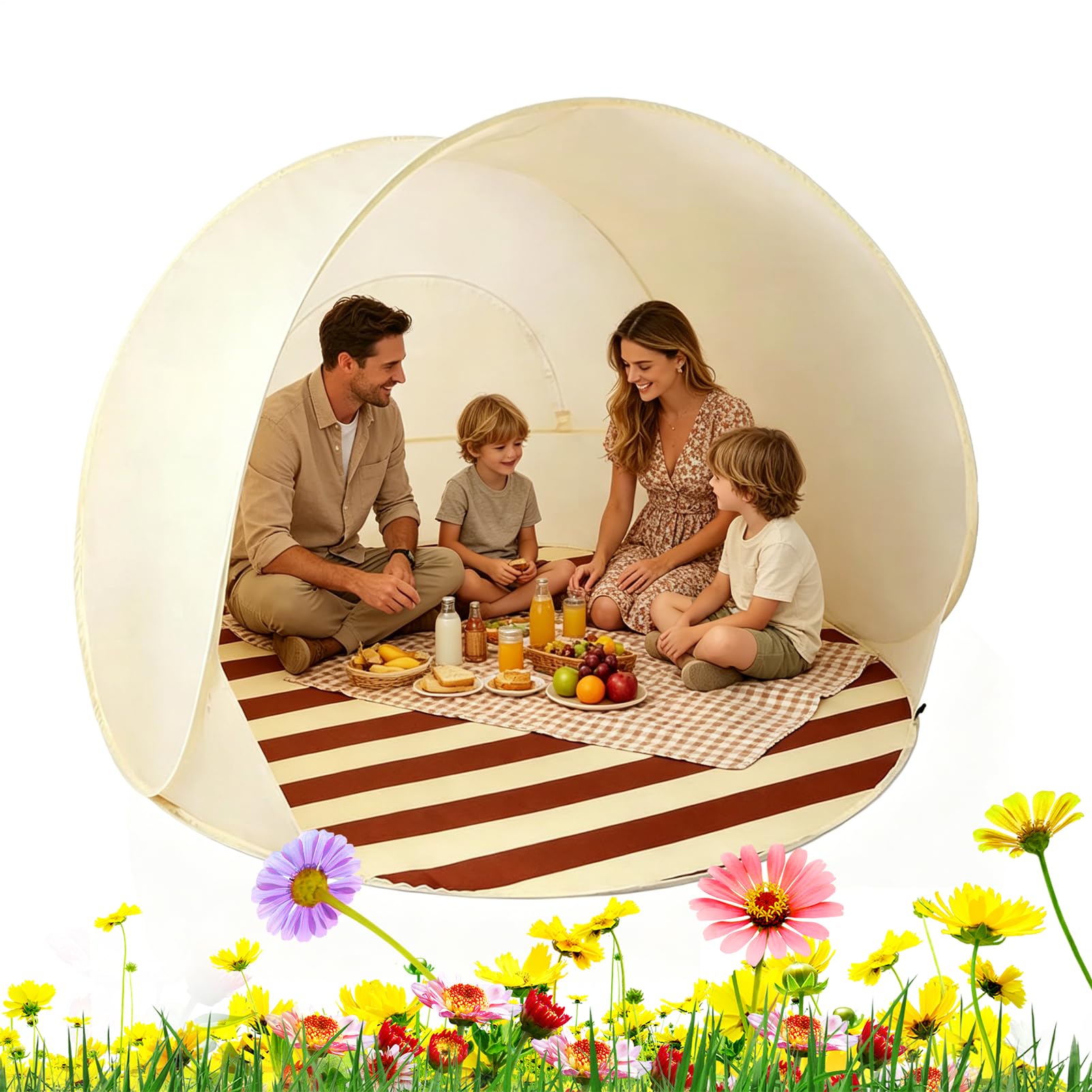 Tenda Da Spiaggia Pop-up Per 3-4 Persone, R iparo Solare Pop-up Con Protezione UV, Tenda Parasole Automatica Con Finestra In Rete Traspirante, Tende Da Picnic Leggere E Istantanee, Per Parchi