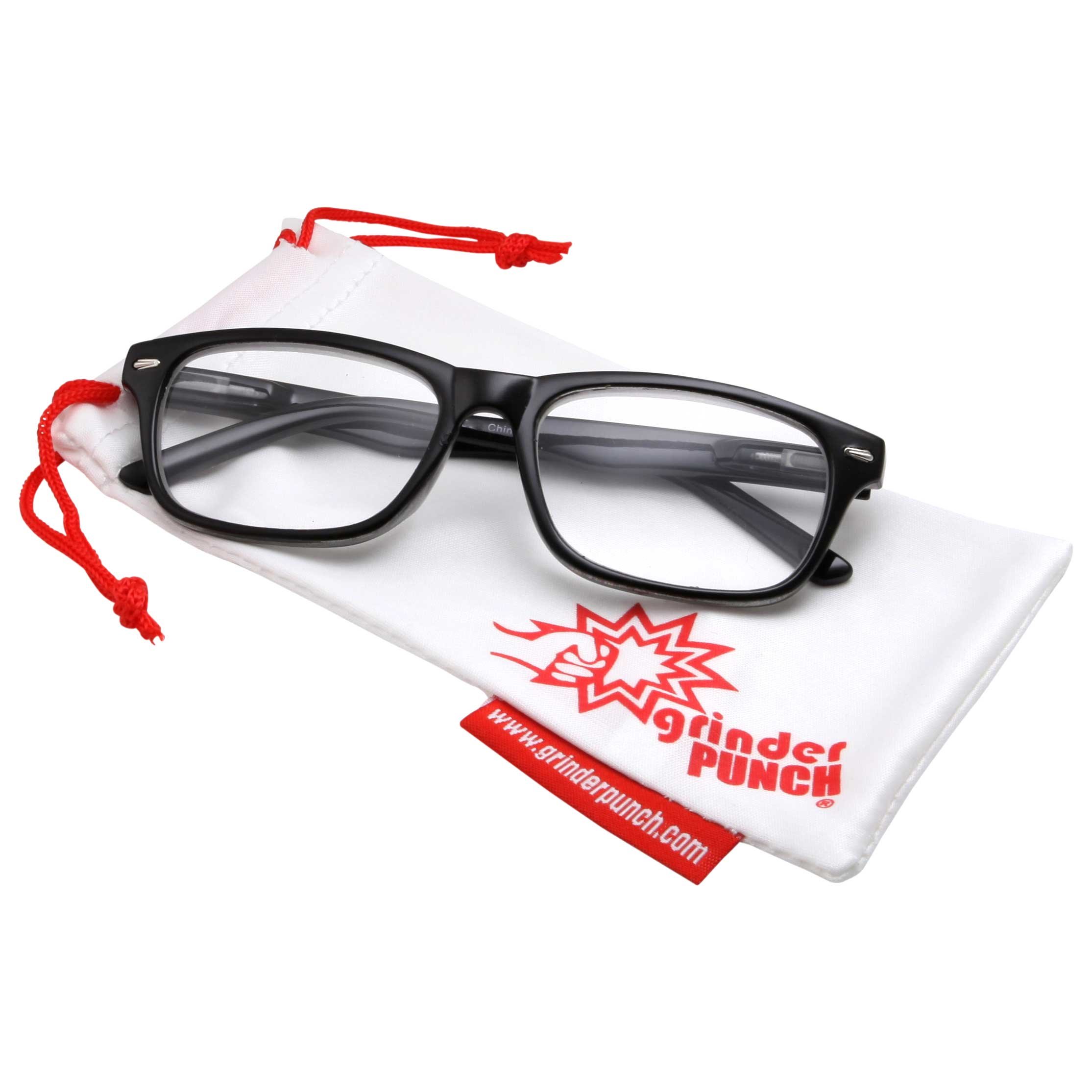 grinderPUNCH High Magnification Power Readers Slim Reading Glasses 4.00-6.00 Black/4.00