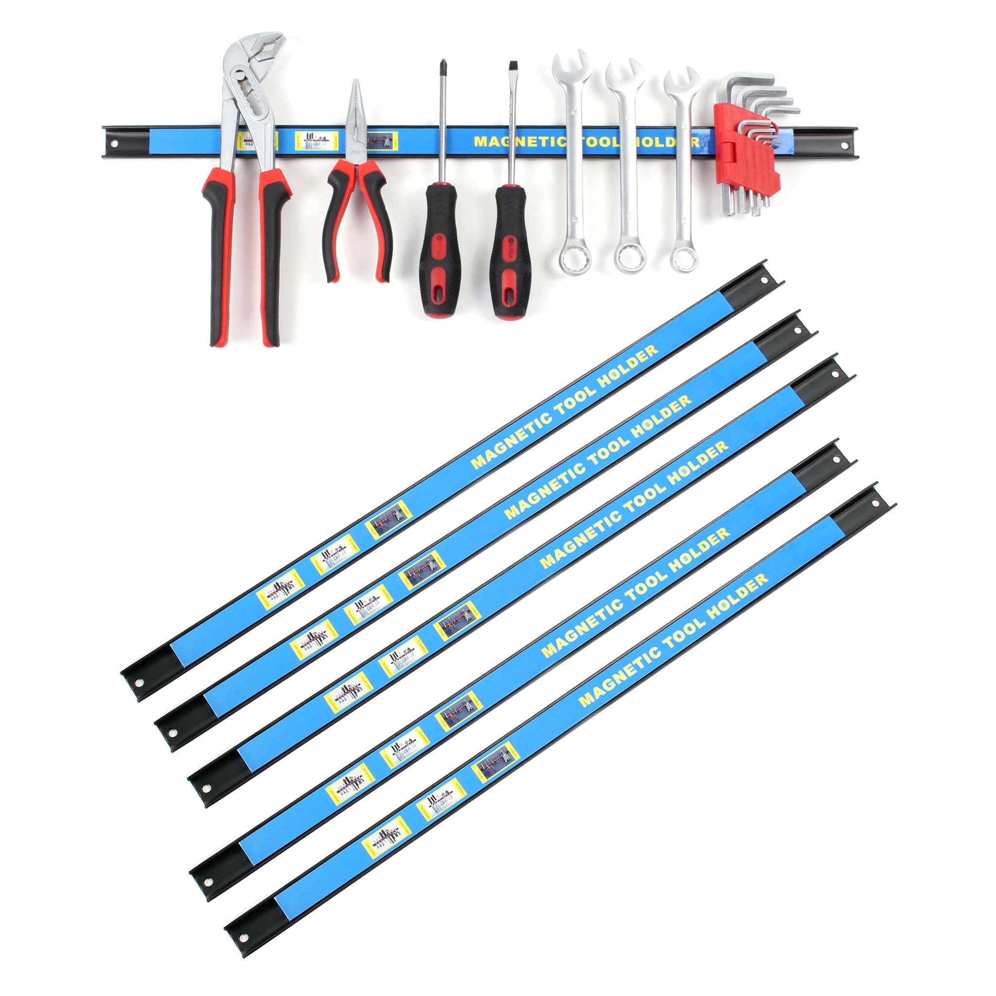 Wiltec 6x Listwa magnetyczna na narzędzia 61 cm, uchwyt magnetyczny warsztatowy z solidnej stali, organizer ścienny do warsztatu, garażu i serwisu