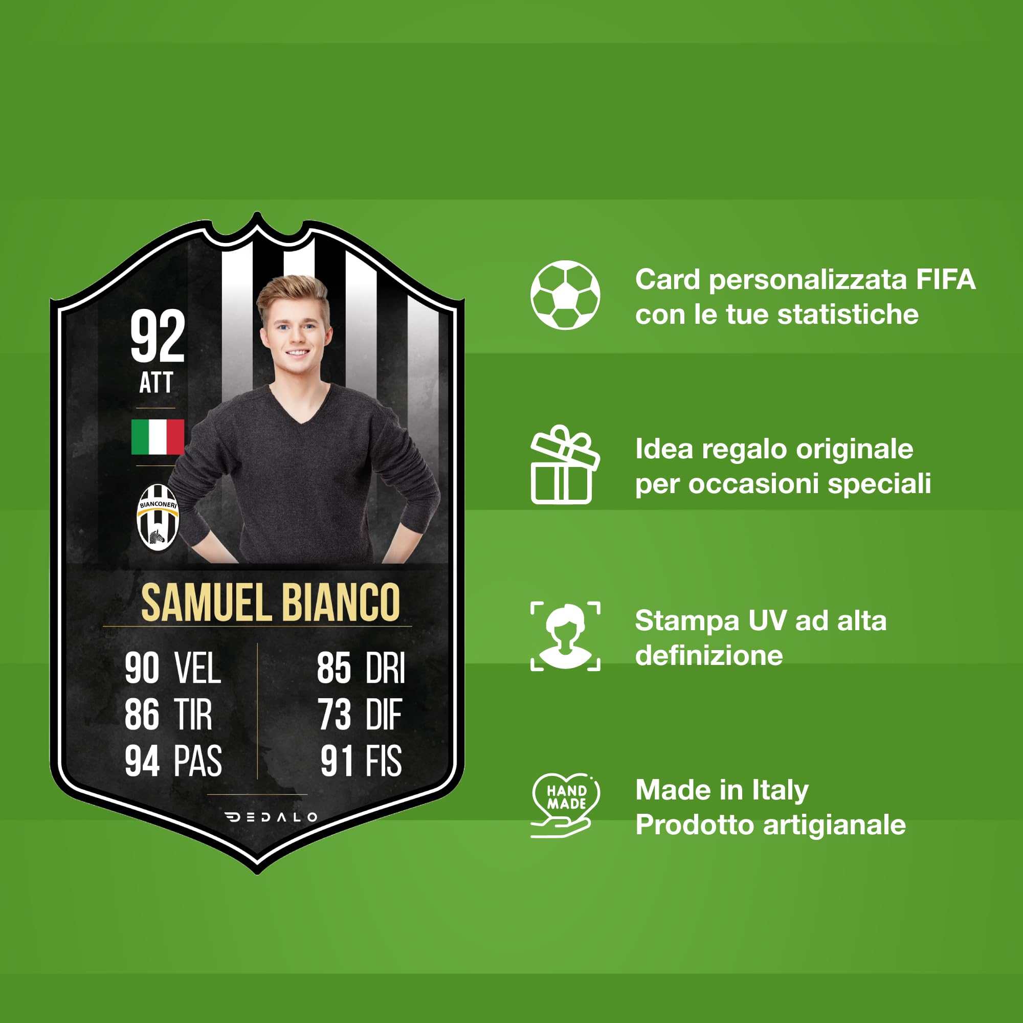 Card Calciatore Personalizzata Stile FUT con Foto Scudetto Statistiche Regalo Calcio