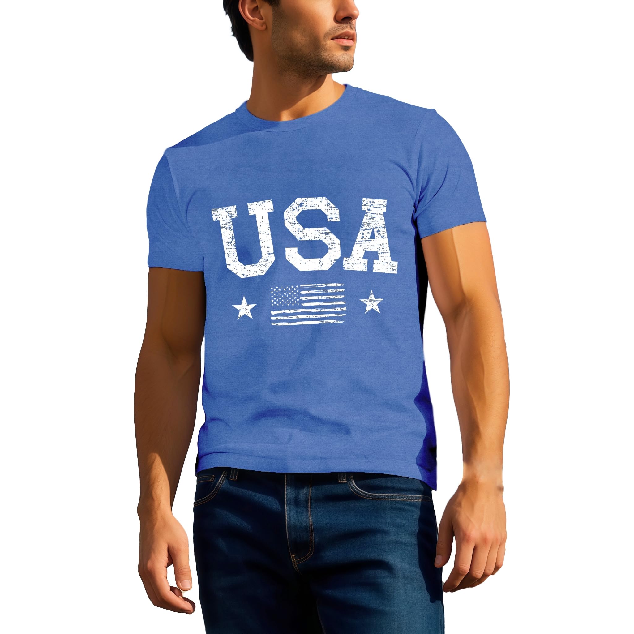 CQF American Flag Shirts for Men USA 4th of July T-Shirt Memorial Day Patriotic Tee Tops