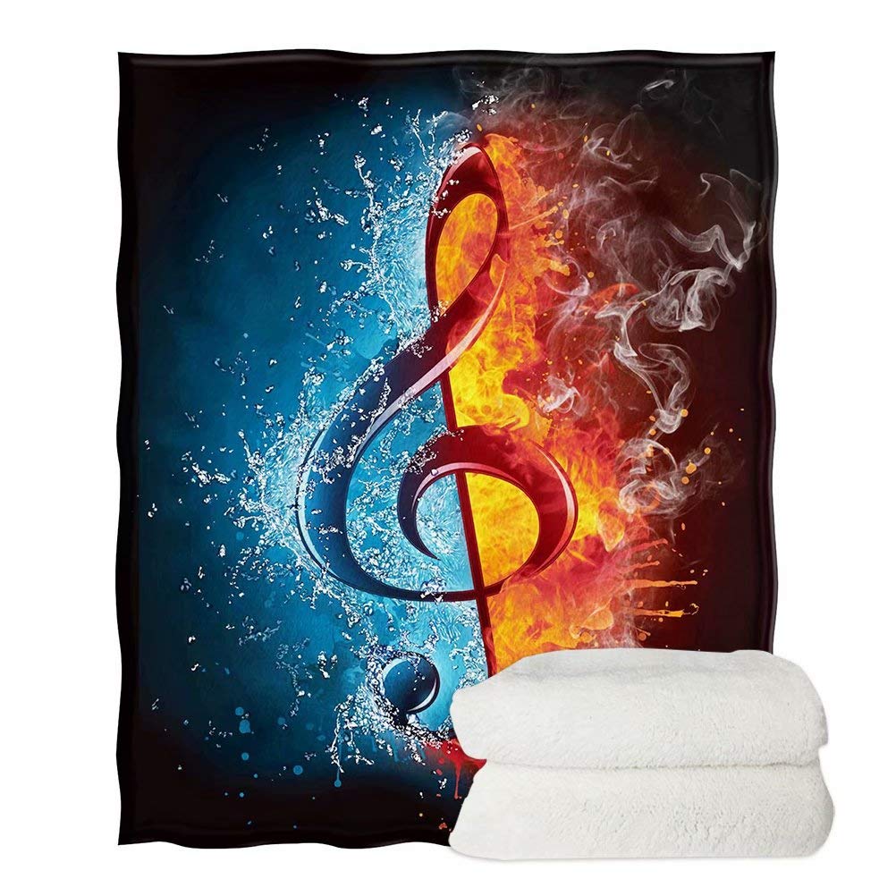 chaqlin Kids Children Blanket Comfortable Car Blanket Music Notes Flannel Fleece All Season Stylish Sofa And Pet Blankets for Office Sofa Chair Bedding Couch-140x180 cm — image 1