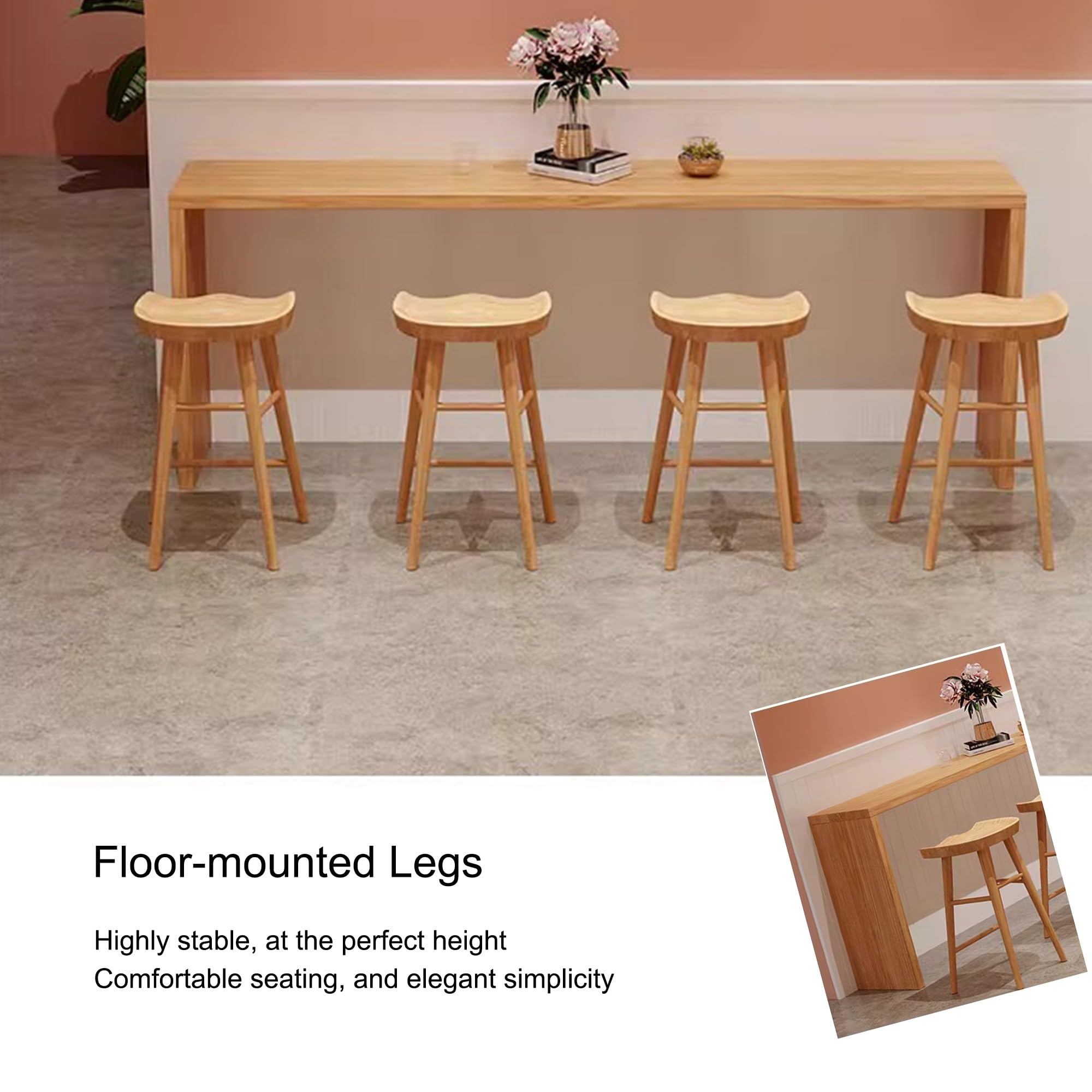 Mesa Alta de Bar de Madera para Restaurante Cocina Cafetería Comedor(120cm/47.2in)