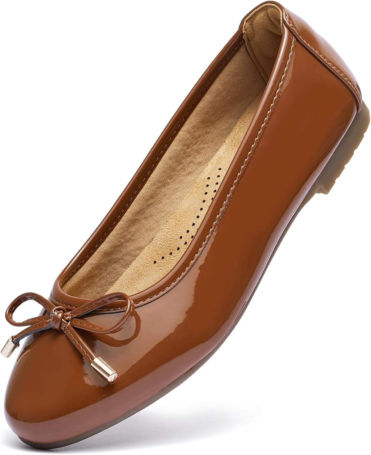 Women's Shine Ballet Bow Dressy Flats Round Toe Slip On Foldable Flats Dress Work S...