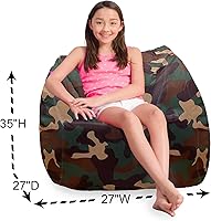 Vista 346 de Posh Creations Puf estructurado cómodo para jugar, leer y ver la televisión, Malibu Lounge, tela de lona para colorear, criaturas