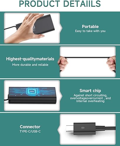 Miniatura 5 de Syfrufo Cargador de 130 W compatible con laptop Dell USB C para XPS 15 17 9500, 9510, 9520, 9575, 9700, 9710, 9720 compatible con Latitude 5511,