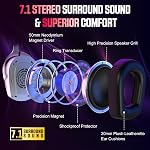 Casque de jeu sans fil pour PS5 PS4 PC Switch Mac, RGB Casques avec 7.1 Son surround, Bluetooth 5.4, 60H Batterie, antibruit Mic & 50mm Conducteurs