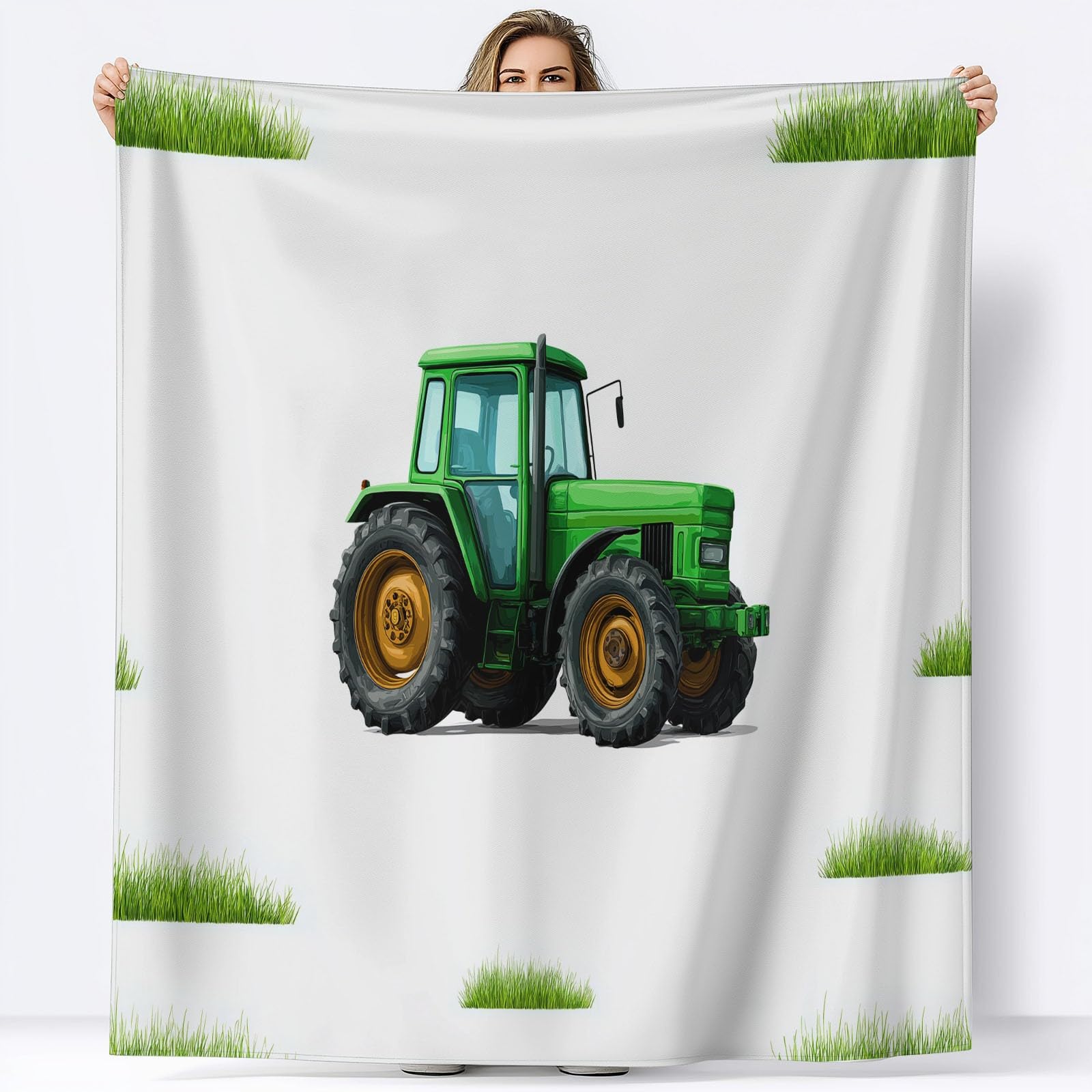 Puszysty koc flanelowy w stylu wiejskim, narzuta na sofę, łóżko, krzesło, miękka pościel z zielonej trawy, 220 x 240 cm, dekoracyjny, ultramiękki koc na łóżko dla dzieci, nastolatków, dorosłych