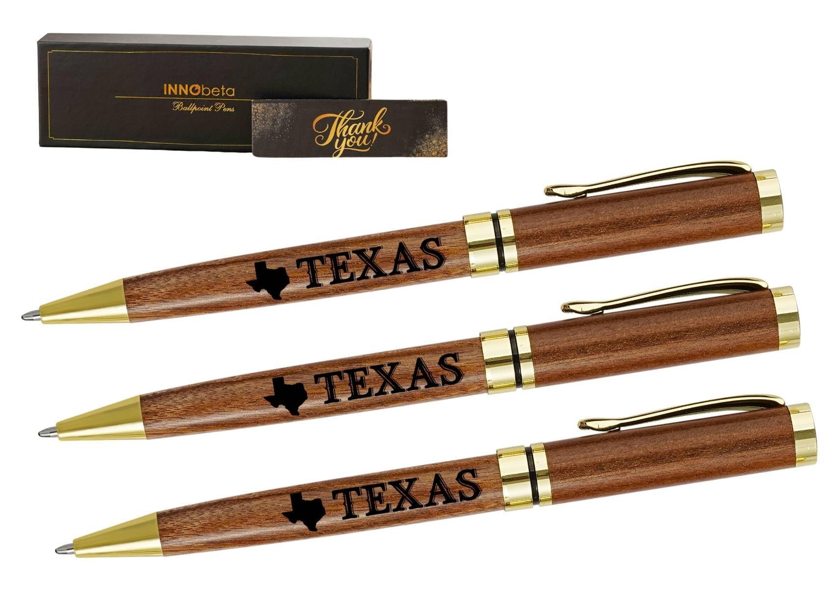 InnoBeta US States Themed Gifts, Texas Gifts, Wooden Pen Set of 3, Perfect for Birthday, Christmas, Mother's Day, Moving Gift