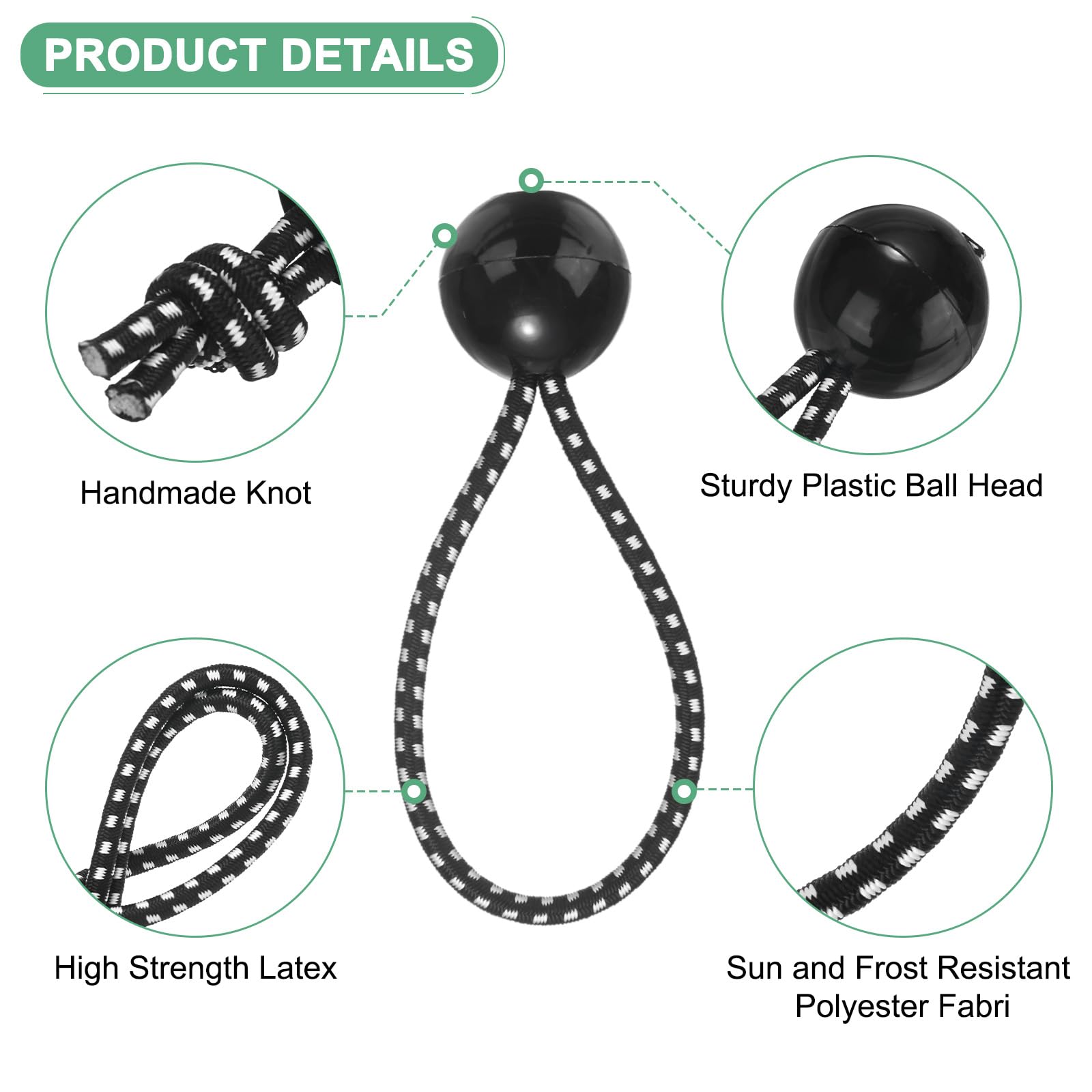 M METERXITY 10-Pack Ball Bungee Cords - Image 2