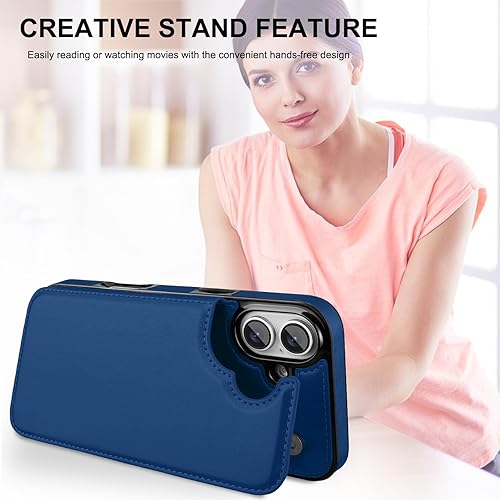 Miniatura 4 de Funda de piel tipo cartera con tarjetero y función atril para iPhone 15 Pro, cierre magnético, a prueba de golpes, resistente funda protectora para