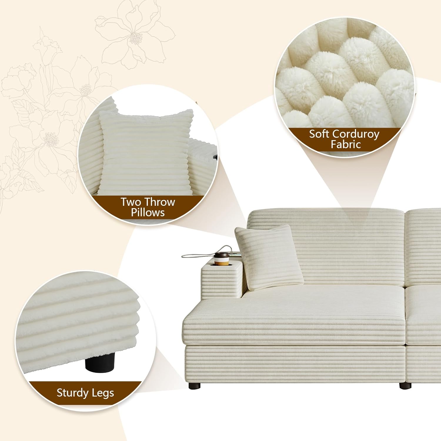 Image showing the sofa in its day configuration and converted to a bed for night