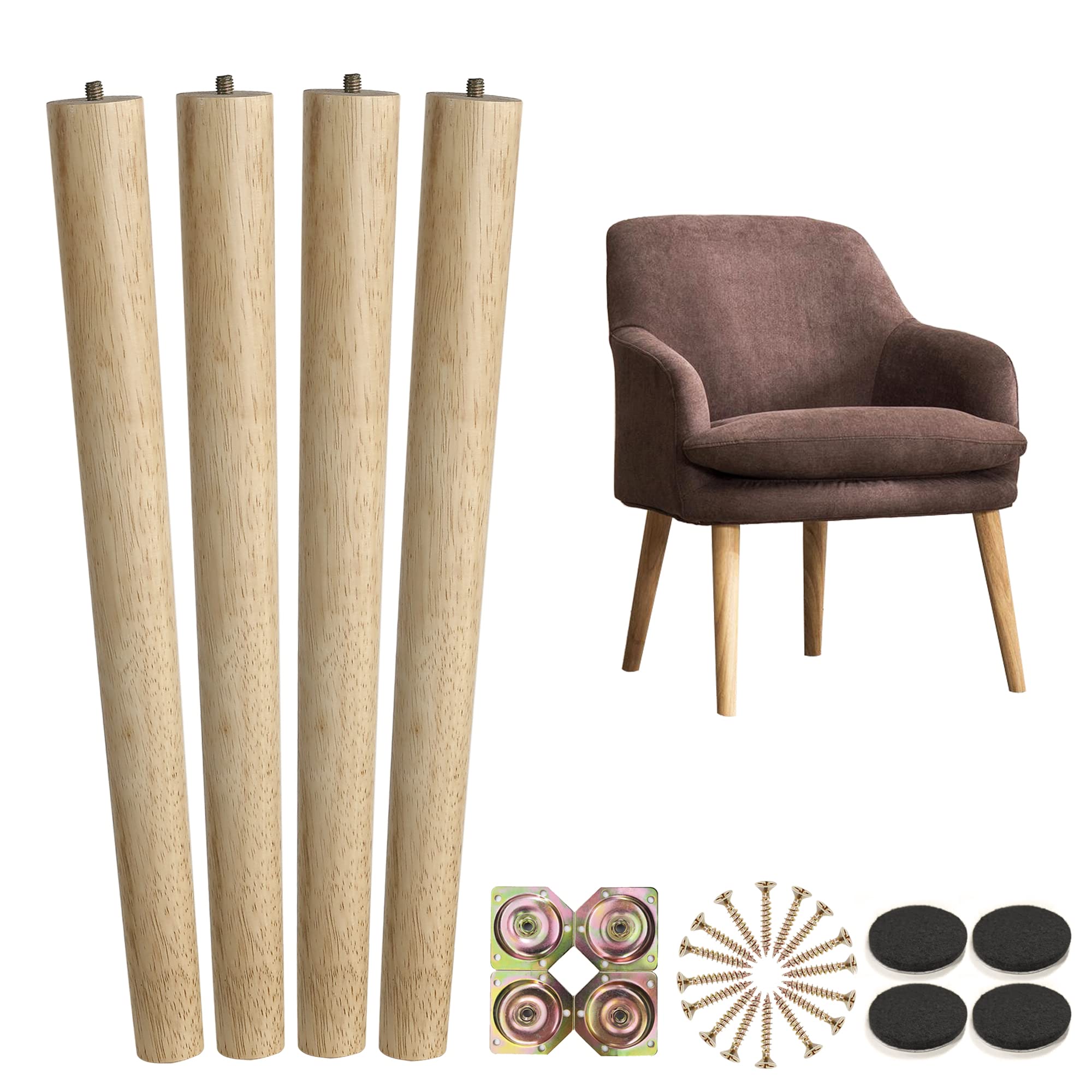 Buy 16 inch Beech Solid Wood Furniture Legs, Set of 4 Sofa Legs